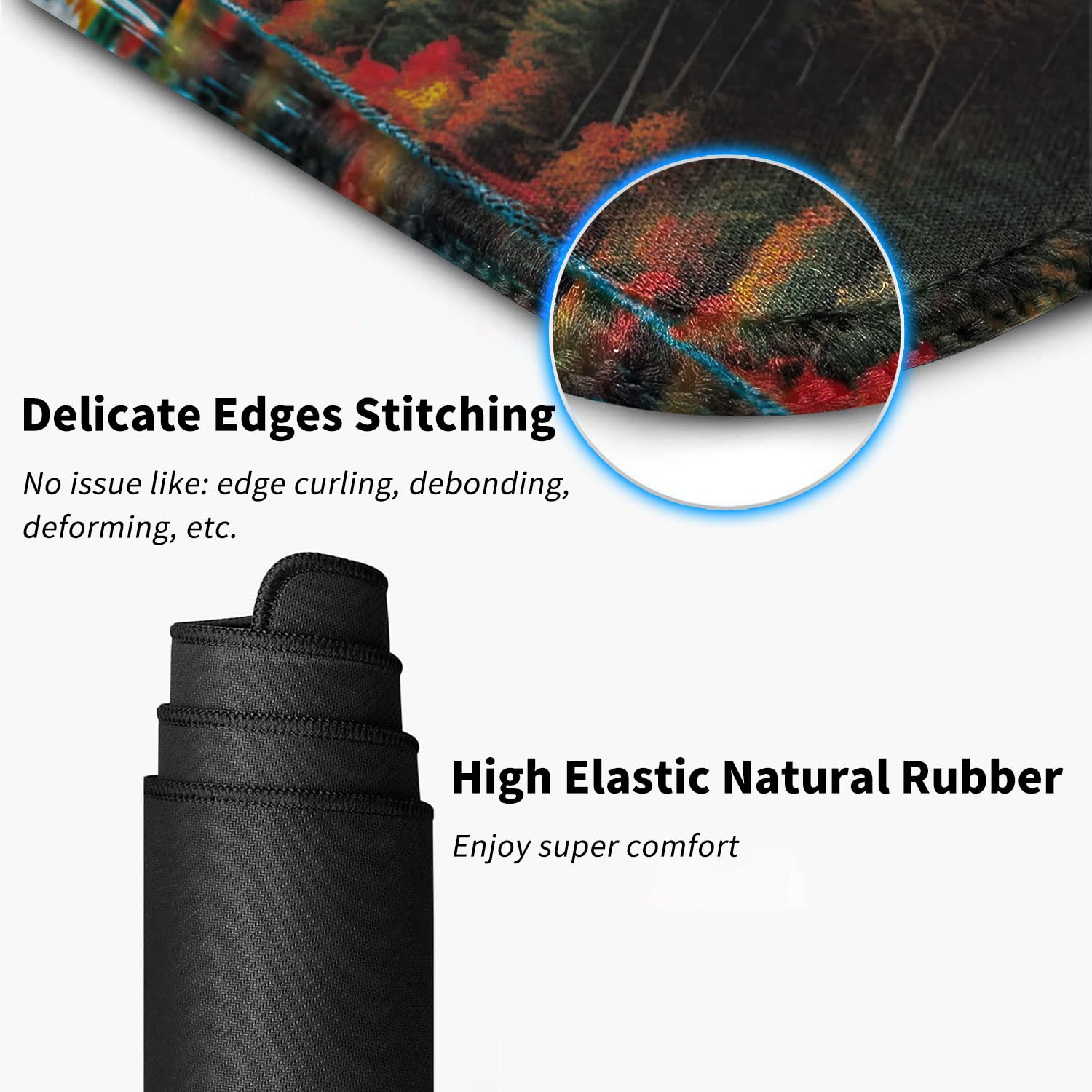 XXL Gaming Mouse Pad (31.5x11.8 Inch) - Extended Large Desk Mat with Non-Slip Base & Stitched Edges | Waterproof Keyboard Mousepad for PC, Laptop, Office & Gaming Setup | Red Maple Lake Design