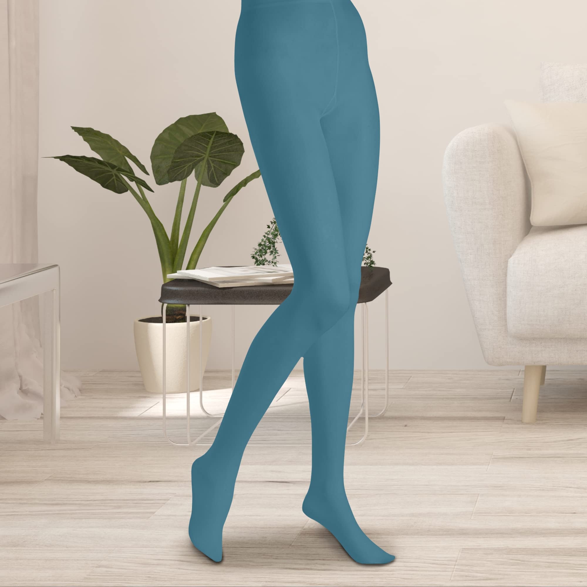 Butterfly EMEM Women's Plus Size Opaque Footed Tights - Queen Size Comfortable Stretchy Pantyhose for Work, Dress & Everyday Wear