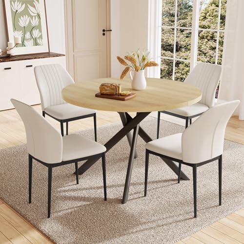 Cream Table+4 White Chairs