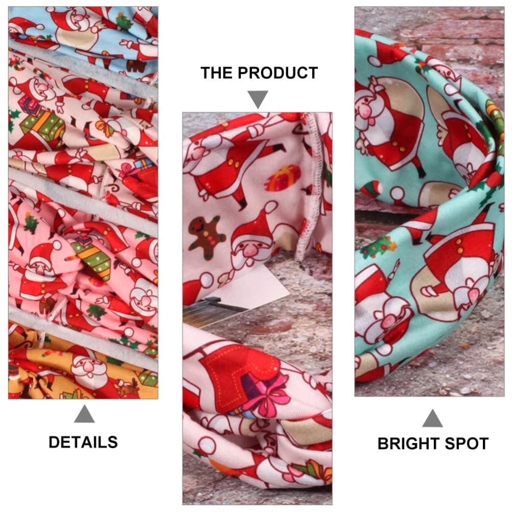 Lurrose 8-Piece Christmas Stretchy Headband Set - Santa Claus & Xmas Tree Printed Cross Knot Bandanas, Turban Headwraps for Women & Girls - Perfect for Holiday Parties, Family Gatherings & Festive Photos