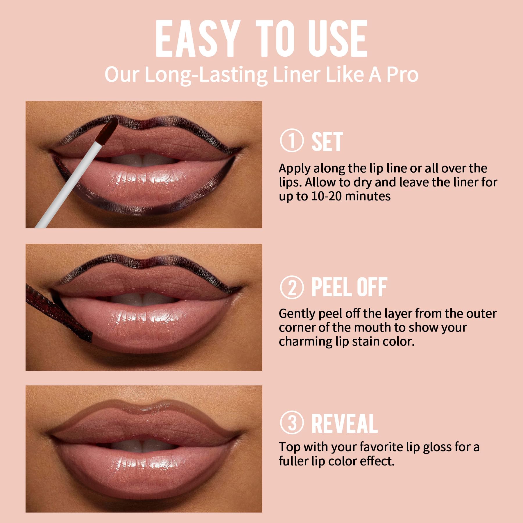 iMethod Lip Stain - Long Lasting Waterproof Lip Liner & Peel Off Lip Stain, Highly Pigmented Transfer-Proof Formula, Natural Cocoa Color for All-Day Wear | Perfect for Daily Makeup, Parties, and Special Occasions