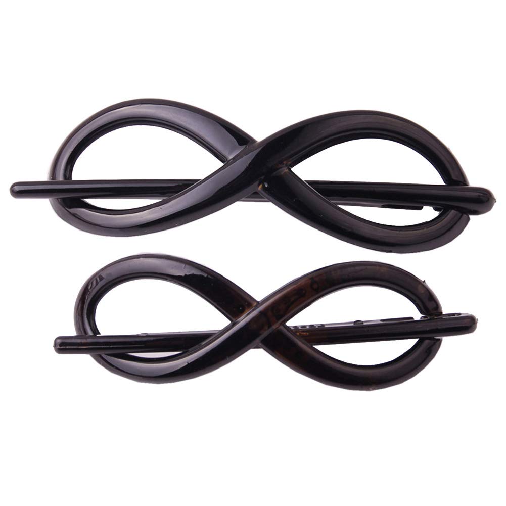 6Pcs Black Non-Slip Hair Clips for Women - Simple Elegant No Metal Hairpins, Barrettes, Ponytail Holders & Braid Styling Tools (3 Large + 3 Small) - Perfect for Work, Gym, Wedding & Everyday Hairstyles