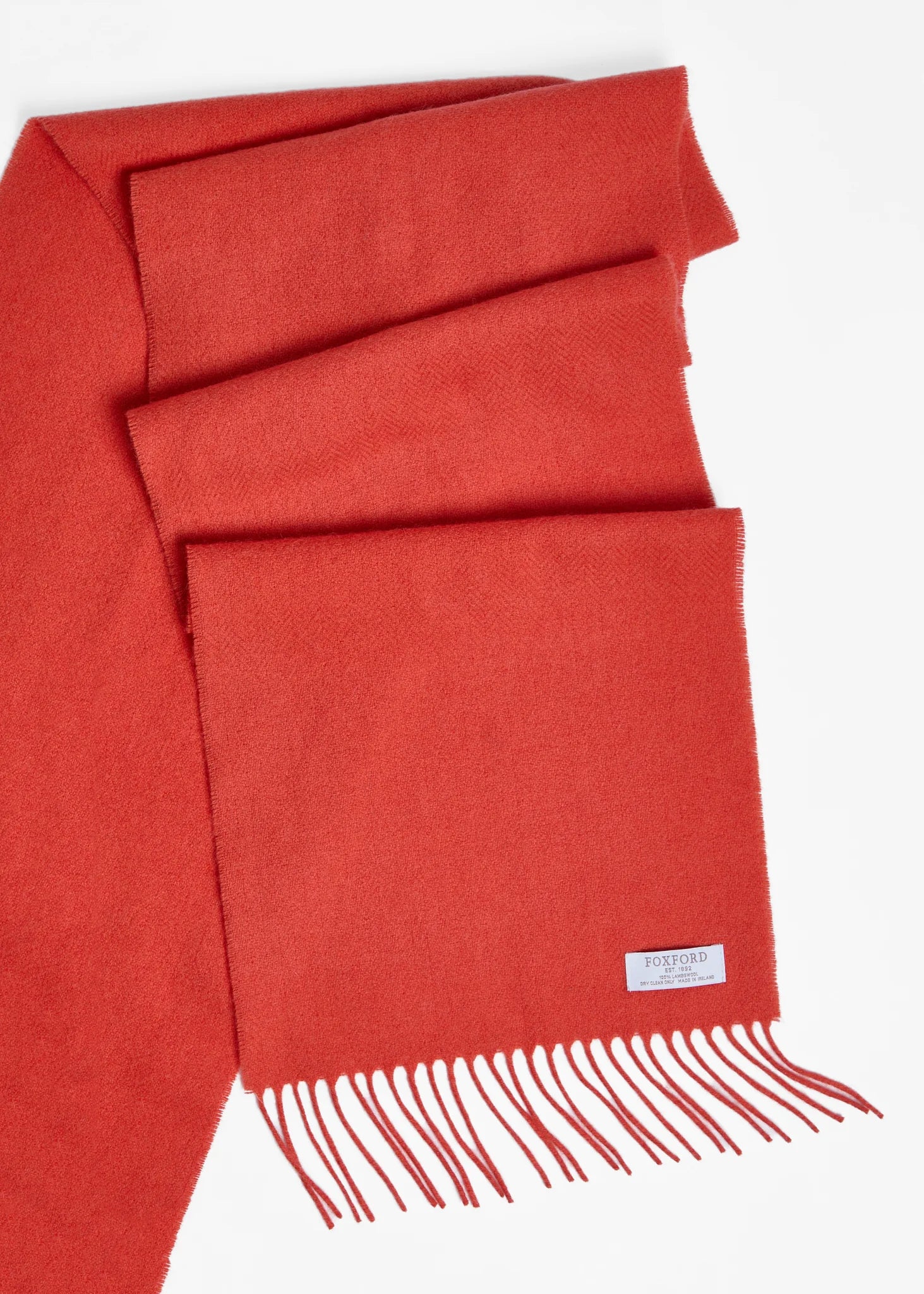 Foxford Lambswool Scarf - Soft Winter Wrap for Women & Men, Warm Herringbone Knit in Paprika Red | Perfect for Cold Weather, Outdoor Activities & Holiday Gifts