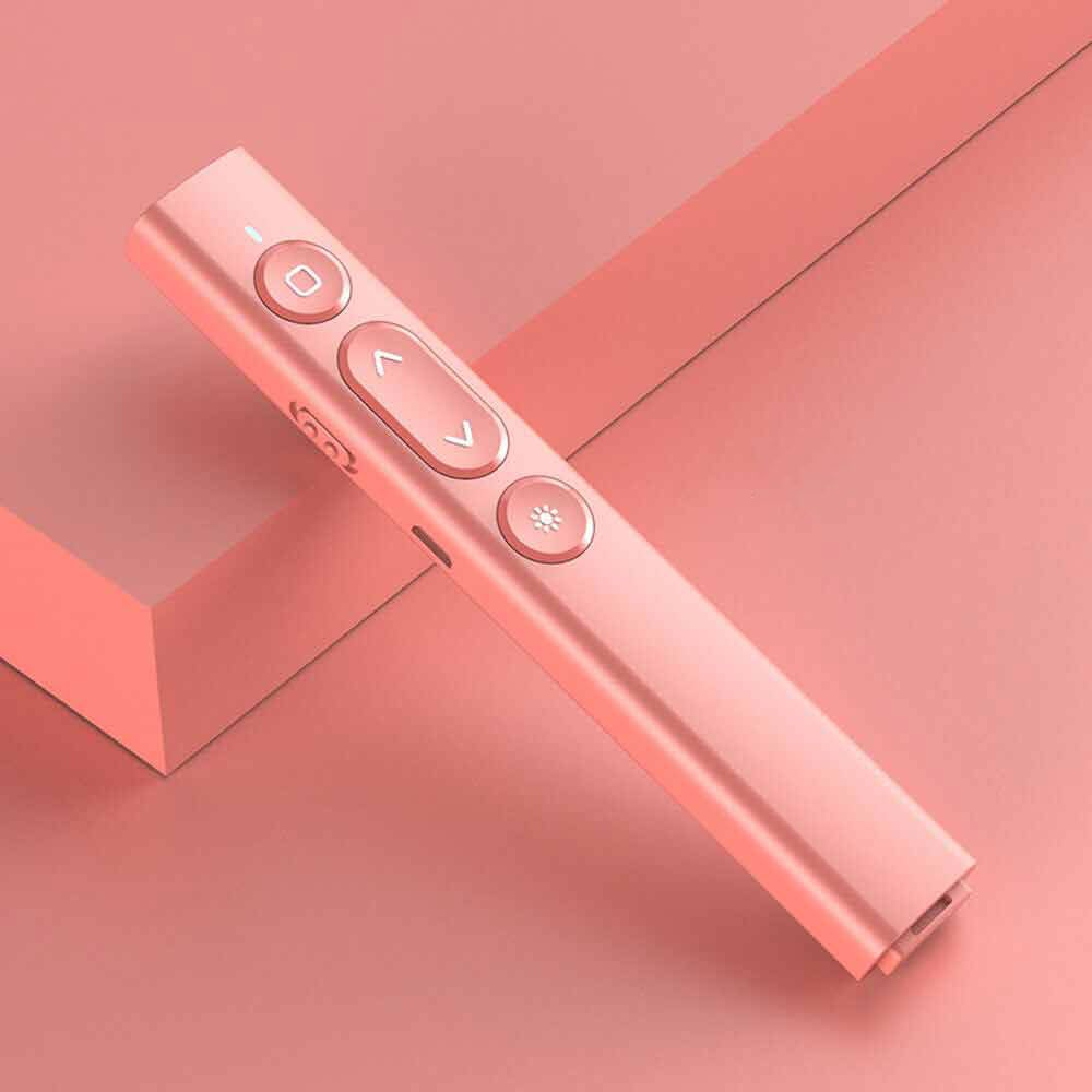 Wireless Presentation Clicker PowerPoint Remote for Laptop Computer - Laser Pointer Presenter with USB Receiver for Office Meetings, Classroom Teaching & Business Presentations (Pink)
