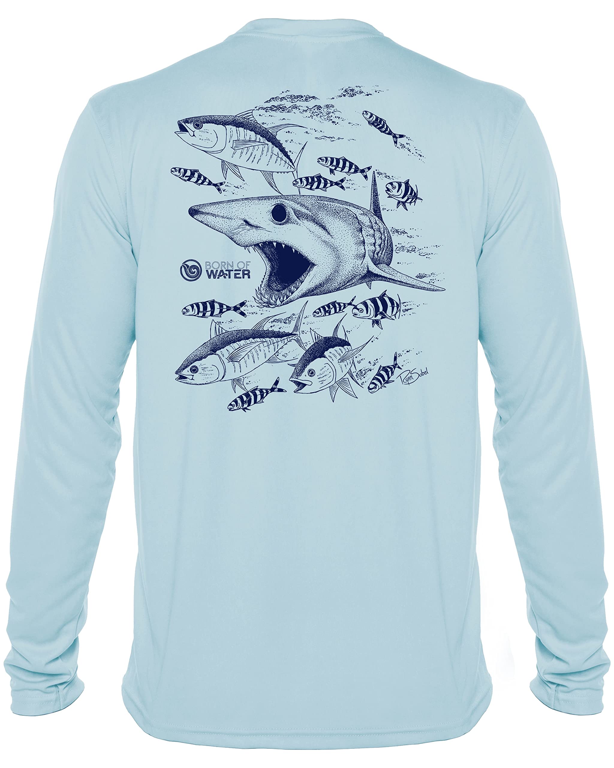 Mako Shark UV UPF+ 50 Long Sleeve Protection T-Shirt for Outdoor Activities and Sun Safety
