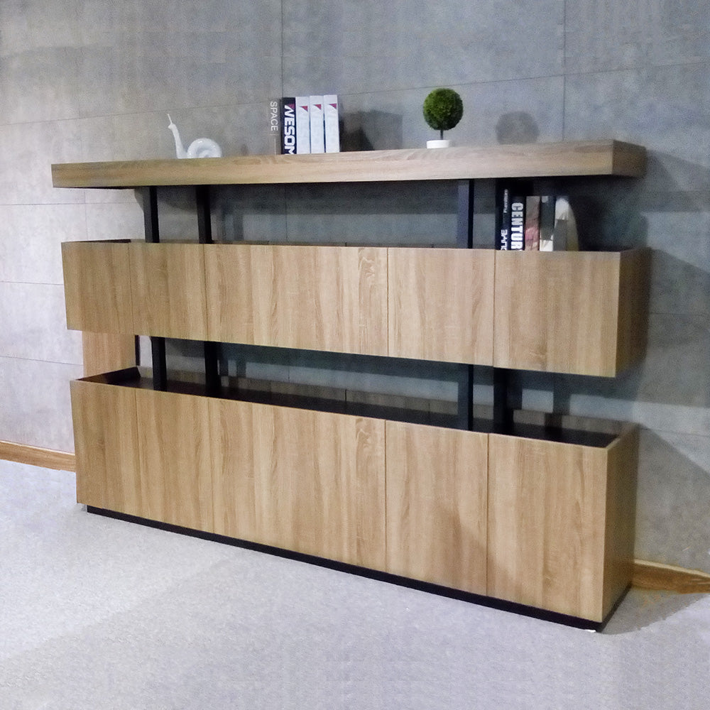 TRIBECA 200cm Warm Oak Display Unit - Modern Bookshelf for Living Room, Bedroom & Office Storage