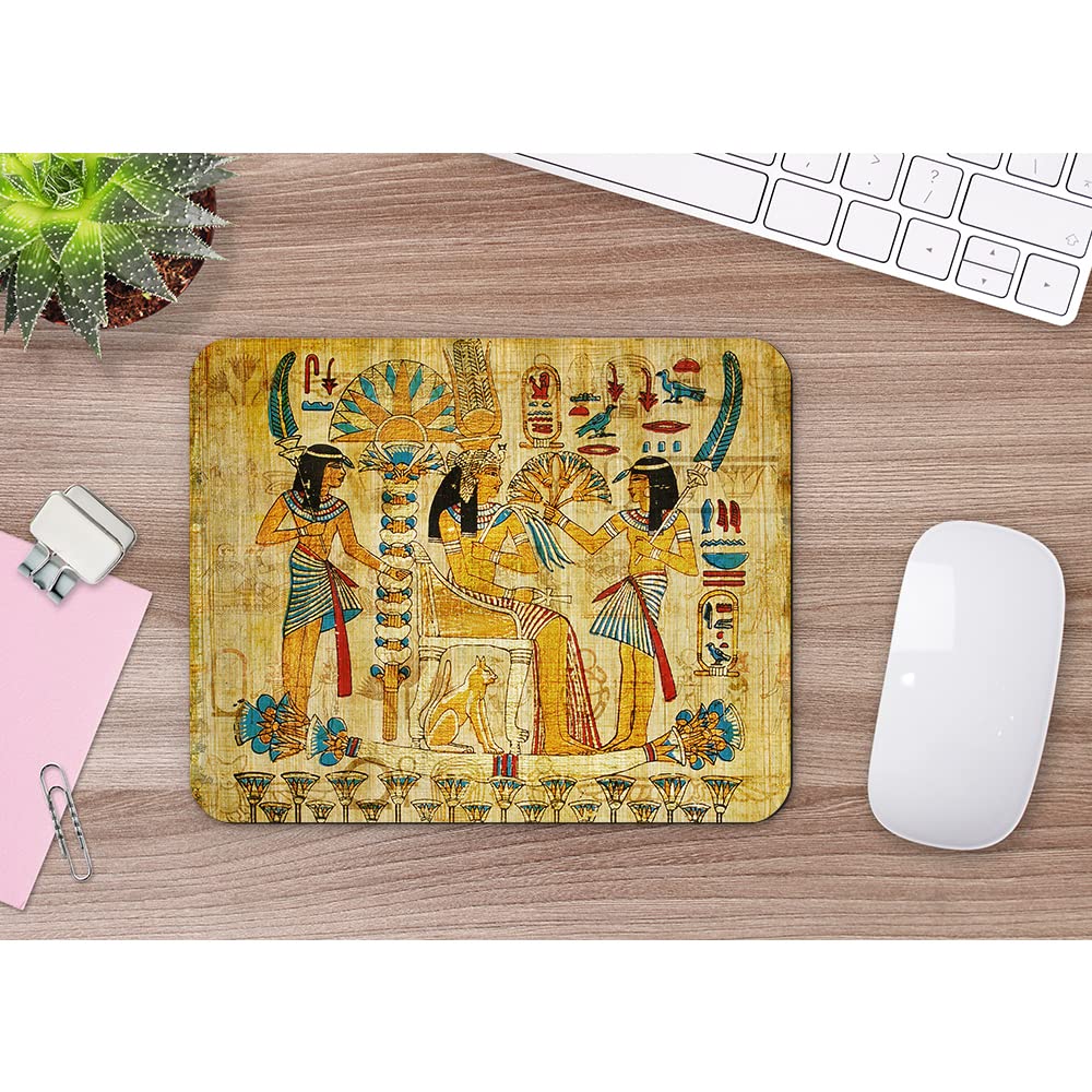 Ancient Egyptian Papyrus Art Mouse Pad - 9.5x7.9 Inch Square Non-Slip Desk Mat for Computer, Laptop & Gaming | Office & Home Workspace Accessory with Unique Wall Art Design | Perfect for Work, Gaming & Decor