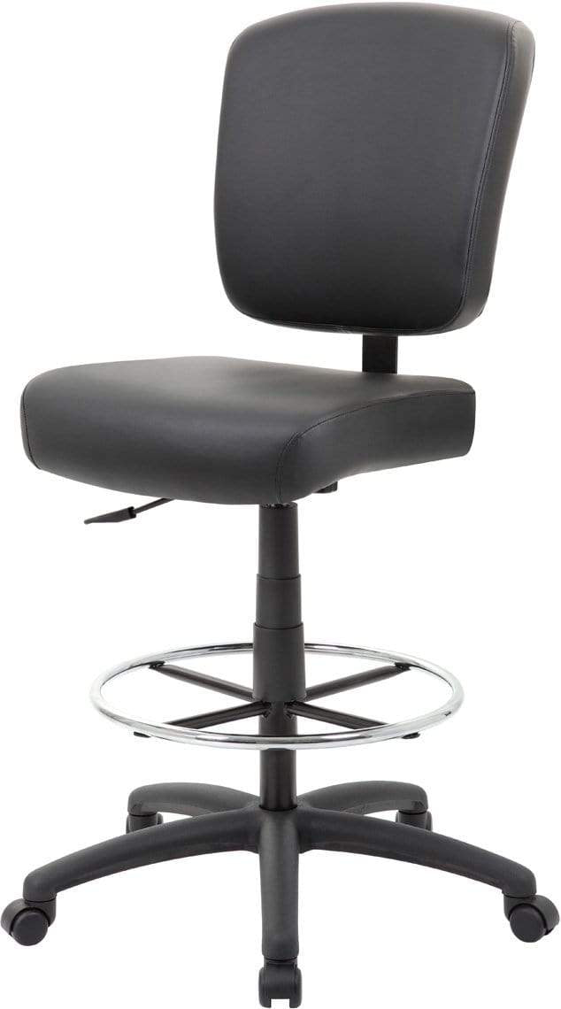Boss Oversized Drafting Stool [B1680 BK] - Adjustable Height Bar Stool for Home Office, Studio & Industrial Workspaces - Ergonomic Design for Architects, Artists & Designers