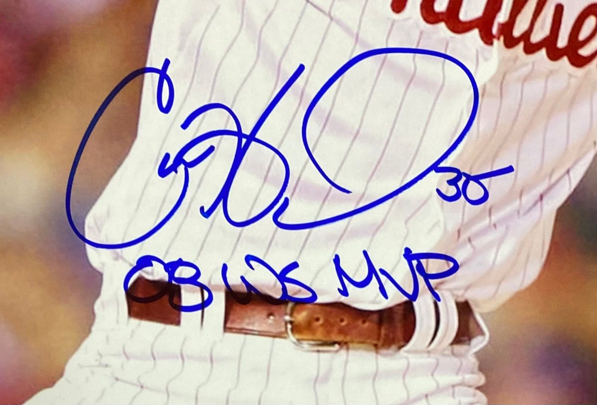 Cole Hamels Autographed 16x20 Philadelphia Phillies Photo - 2008 World Series MVP Inscribed BAS ITP - Perfect for Baseball Memorabilia Collectors and Phillies Fans Display