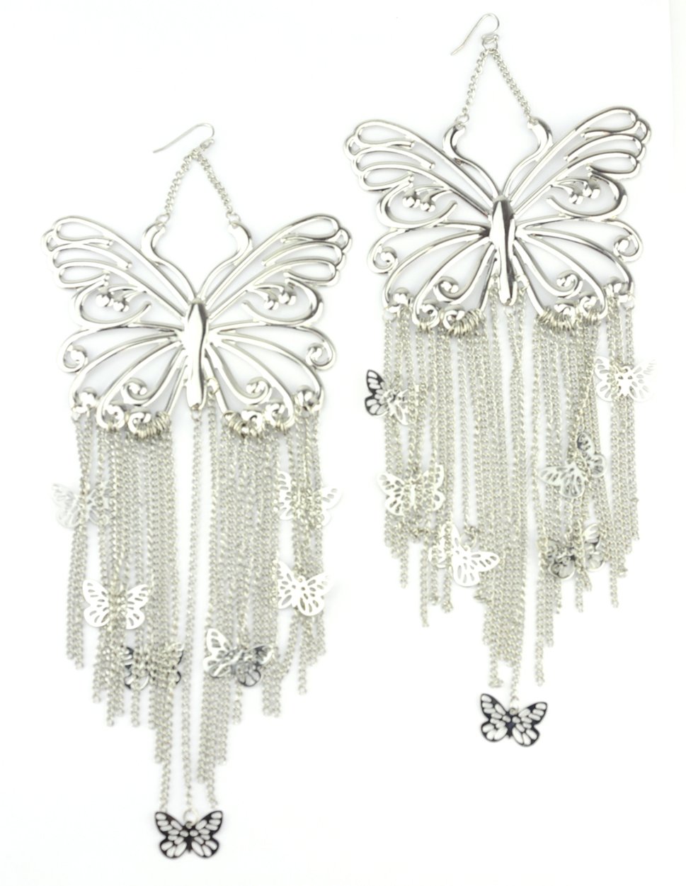Stylish Silver-Tone Butterfly Tassel Dangle Earrings for Women - Perfect for Parties, Weddings & Everyday Wear