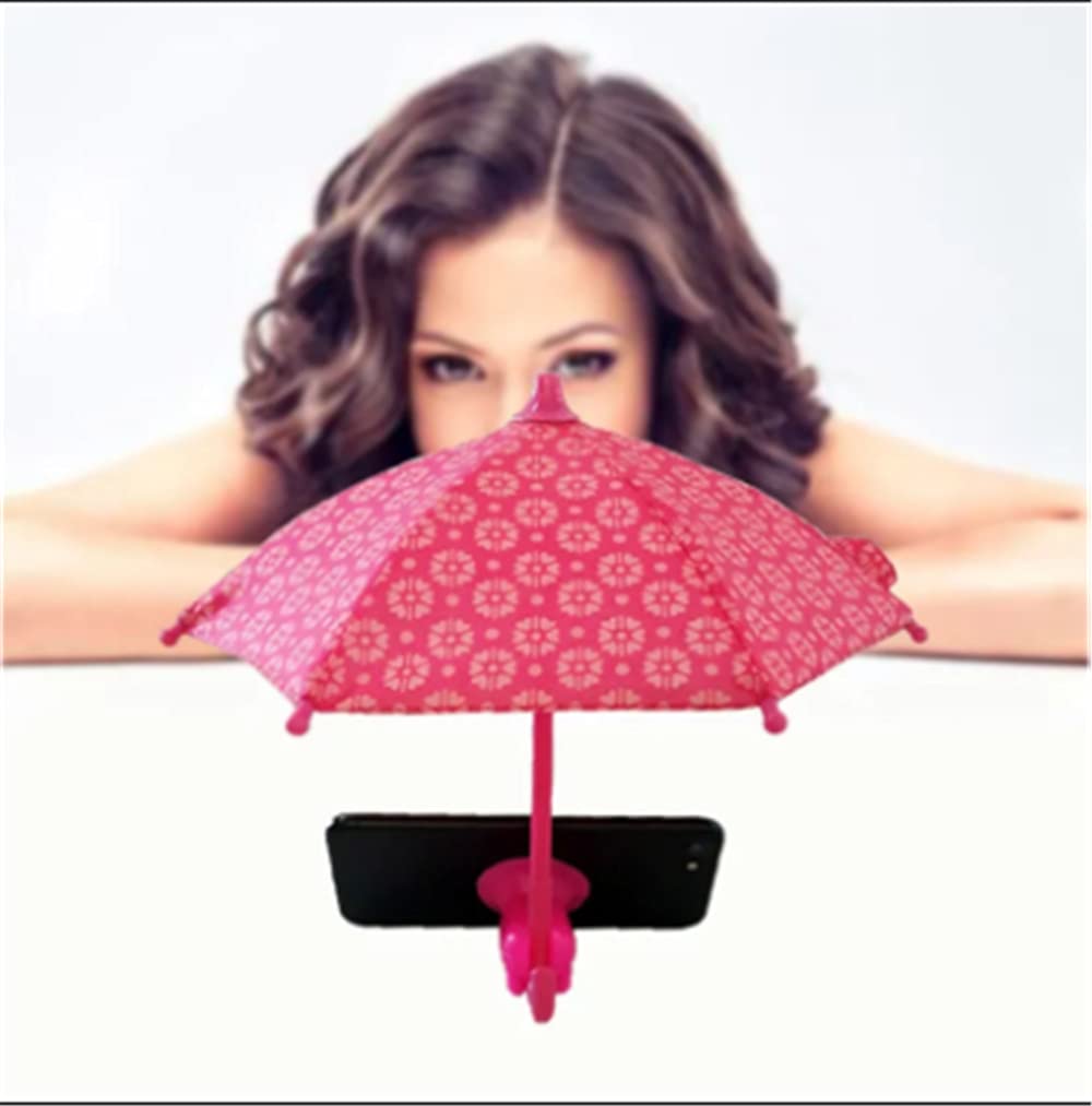 Cute Animal Phone Stand with Umbrella - Silicone Mobile Phone Holder for Outdoor Sun Protection - Creative Desktop & Suction Cup Cell Phone Stand | Perfect for Beach, Pool, Picnics & Outdoor Activities