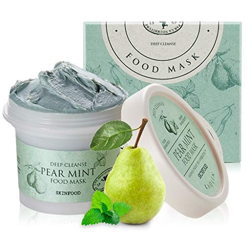 SKINFOOD Pear Mint Bubble Mask 120g (4.23 oz) - Deep Pore Cleanser & Hydrating Facial Treatment with Rice Powder - Cooling Bubbles for Sebum Control & Skin Soothing - Perfect for Spa Night & Post-Workout Skin Refresh