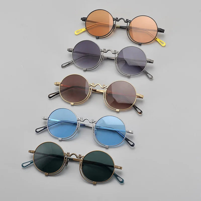 Unisex Black Titanium Polarized Sunglasses - Full Rim Round Frame 10601 | UV Protection for Driving, Outdoor Sports & Fashion