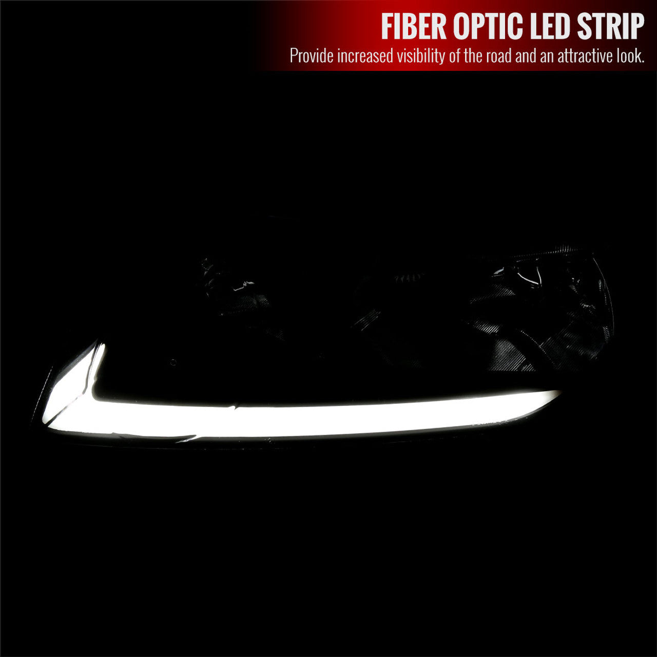 Black Euro Style Headlight Housing Kit with LED Strip for 2006-2011 Honda Civic Sedan 4dr - Upgrade Your Night Driving & Style