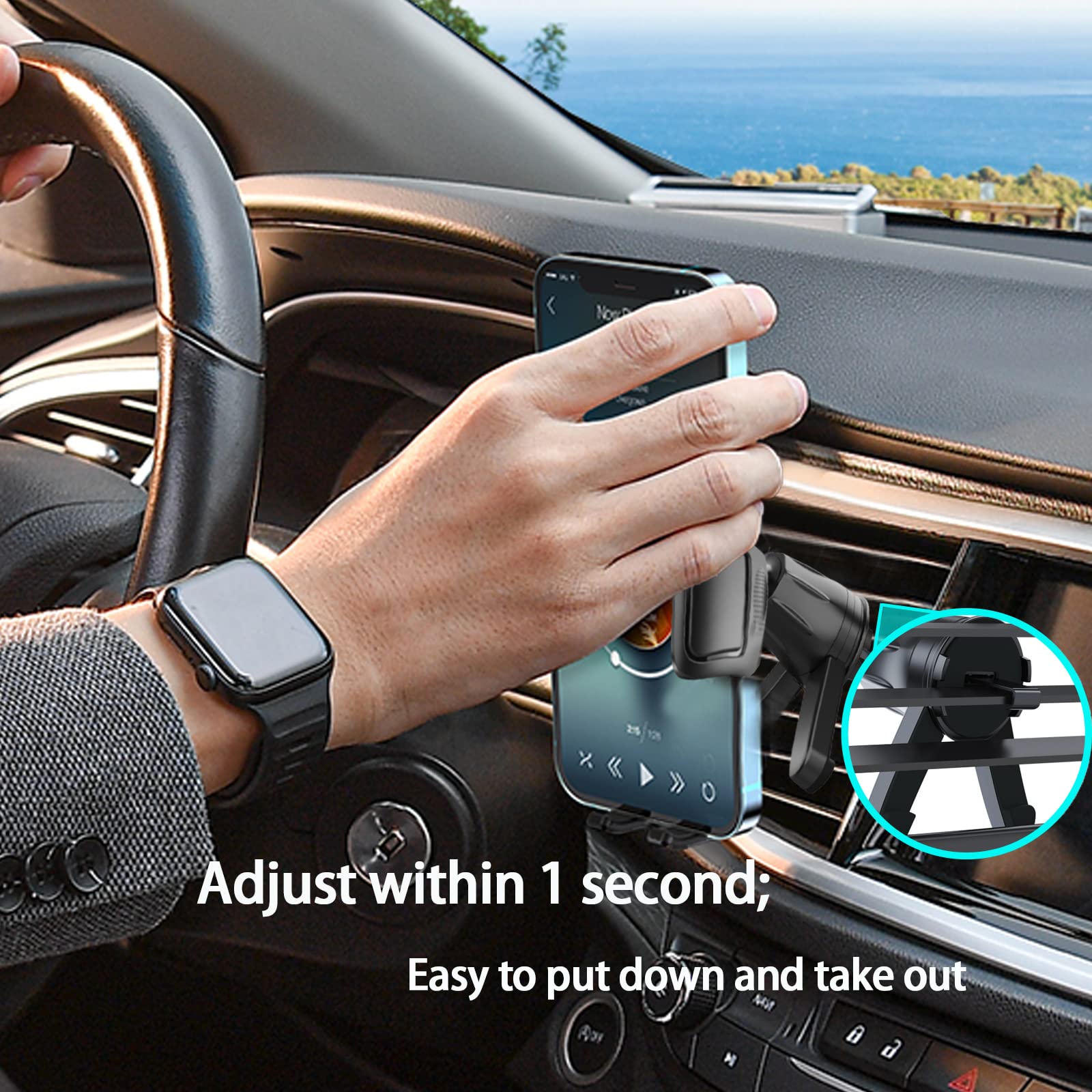 2023 Upgraded Metal Hook Universal Car Phone Mount - Secure Car Vent Phone Holder for iPhone & All Smartphones - Perfect for Commuting, Road Trips & Hands-Free Navigation