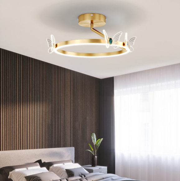 Modern LED Butterfly & Halo Design Pendant Ceiling Light - Elegant Dining Room & Bedroom Lighting Fixture for Home Decor