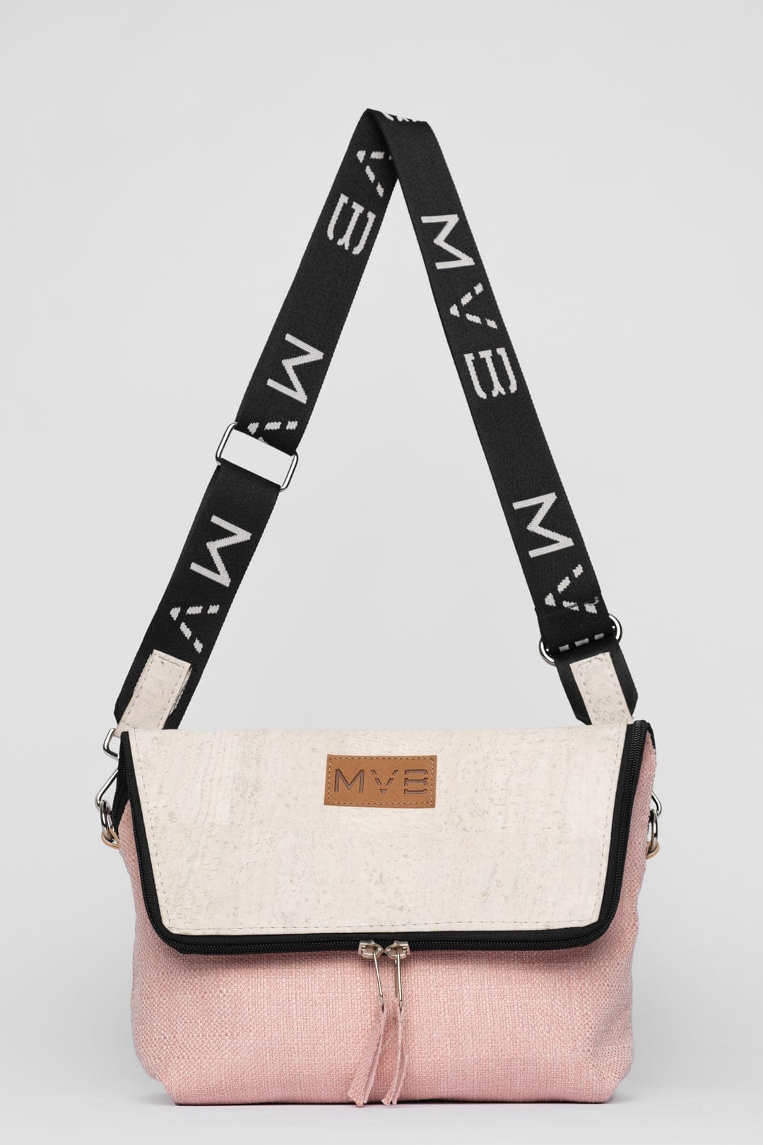 Vegan Crossbody Bag for Women - Summer Canvas & Cork Flop Shoulder Purse in Soft Pink | Perfect for Beach, Travel & Casual Outings