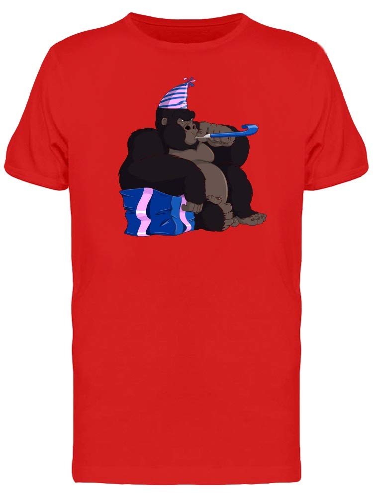 Gorilla On Its Birthday T-Shirt for Men - Funny Animal Graphic Tee for Casual Wear, Parties & Gifts