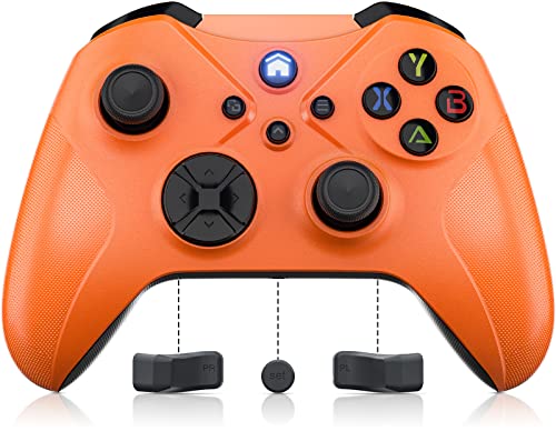 Gamrombo Wireless Xbox One Controller - Compatible with Xbox One X/S, Xbox Series X/S, PC, Android & iOS - Bluetooth/WiFi/Wired Connection with Audio Jack, Turbo, Macro, Vibration & Motion Control - Orange - Perfect for Gaming, Streaming & Multiplayer Sessions