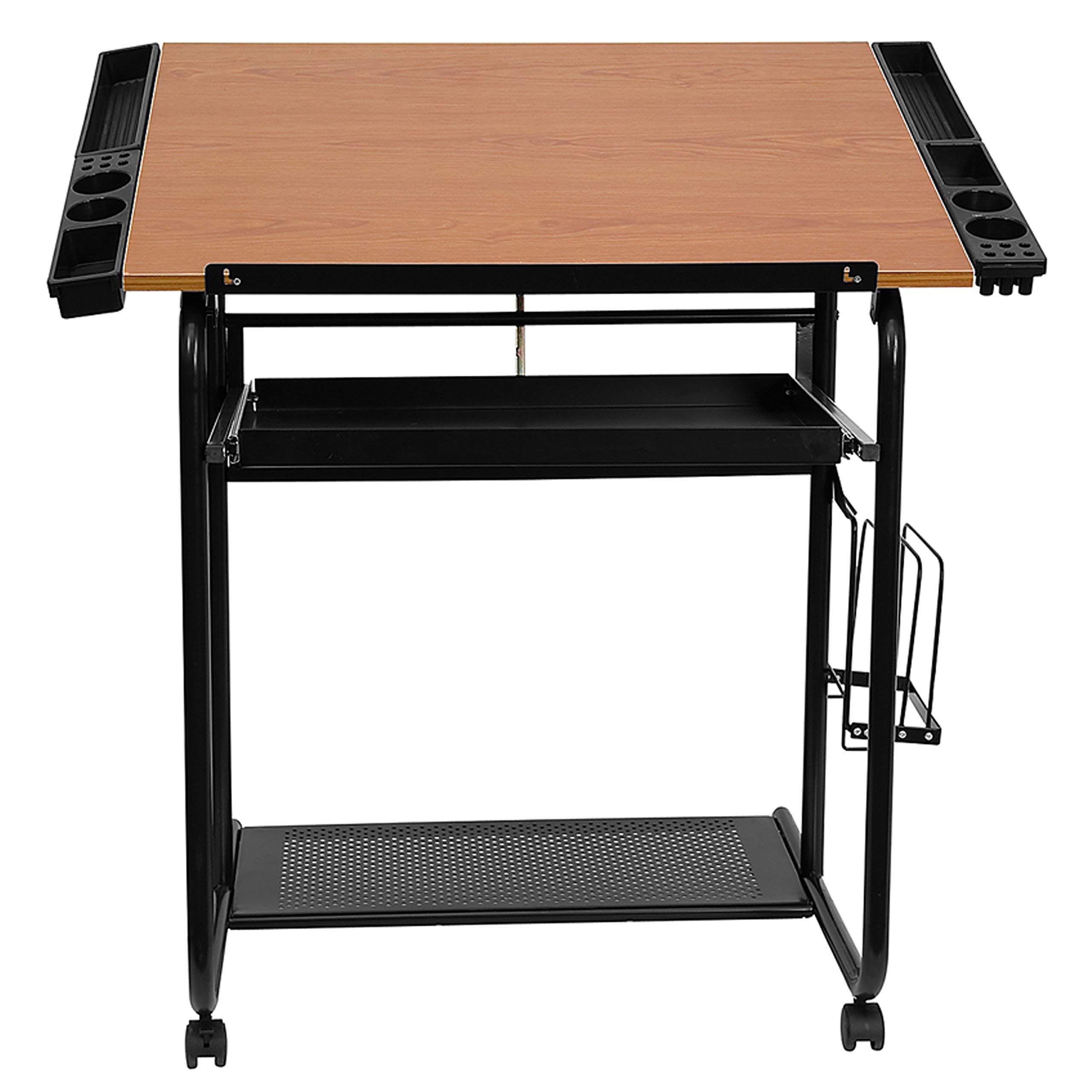 Adjustable Drafting Table with Dual Wheel Casters - EMMA & OLIVER Ergonomic Drawing Desk for Artists & Architects | Perfect for Home Studio, Office & Classroom Workspaces