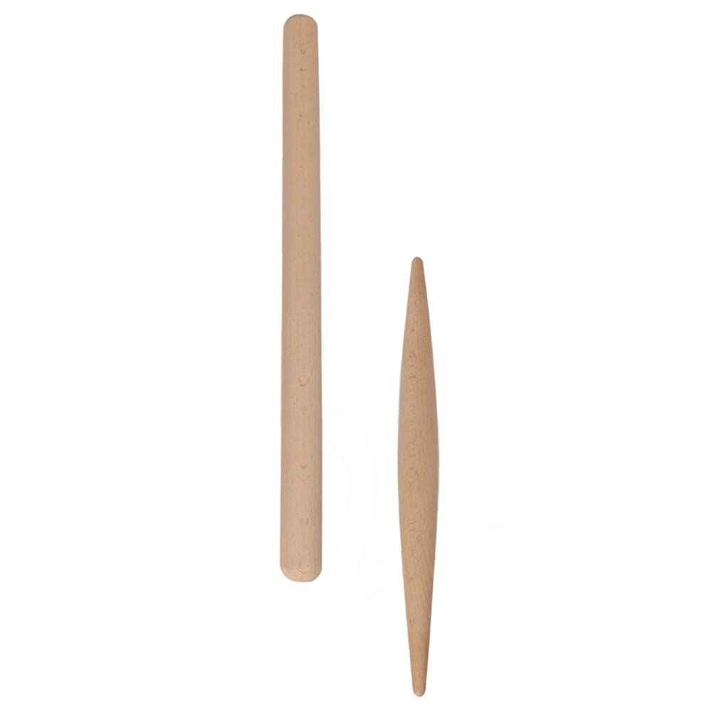2Pcs Beech Wood Rolling Pin - Premium Wooden Dough Roller for Baking Pizza, Pasta, Cookies & Dumplings | Perfect for Home Kitchen, Pastry Making & DIY Pizza Night