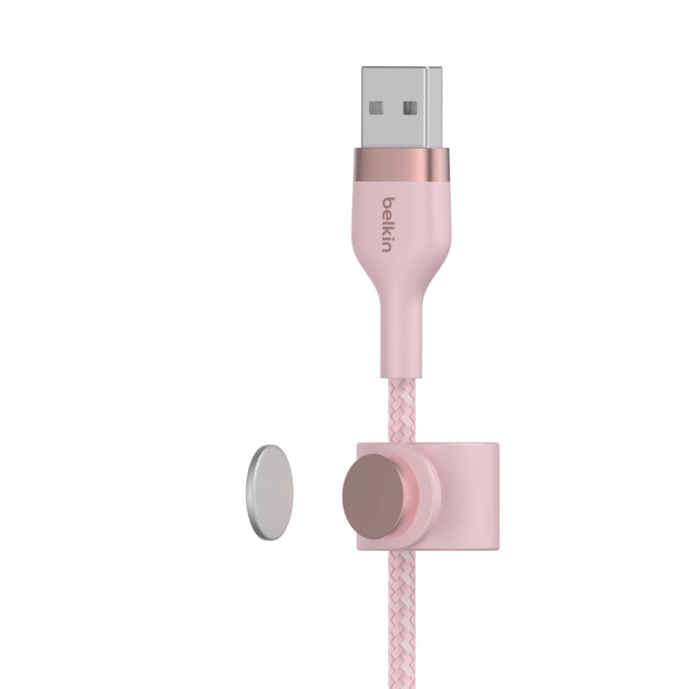 Belkin BoostCharge Pro Flex Braided USB to Lightning Cable 10FT (3M) - MFi Certified Fast Charging Cord for iPhone 14/13/12/11/Pro/Max/Mini/SE, iPad - Durable Nylon & Flexible Design (Pink) - Perfect for Home, Office & Travel Charging