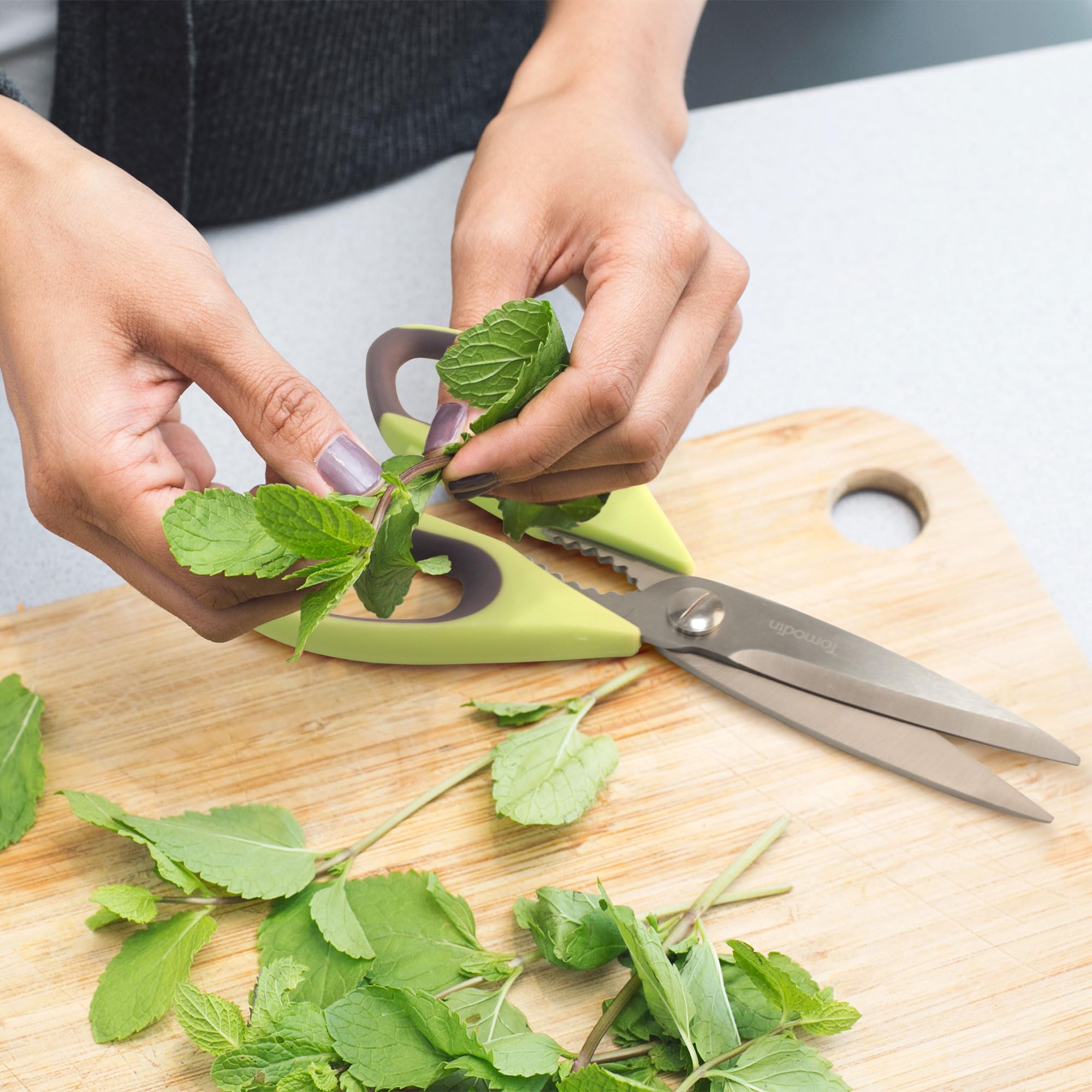 Premium Kitchen Shears - Heavy Duty Stainless Steel Scissors for Cooking, Herbs, Poultry - Bay Leaf Green (10 Pack) - Perfect for Home Chefs, Butchers & Food Prep Professionals