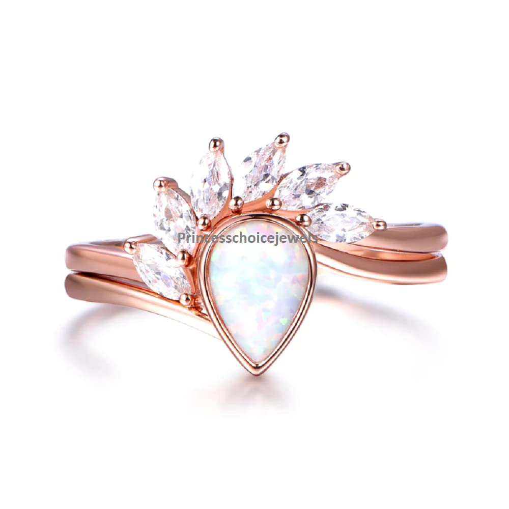 Elegant Curved Stackable Engagement Ring Set - Matching Wedding Band for Women, Art Deco Style Jewelry - Perfect for Anniversaries, Proposals & Special Occasions