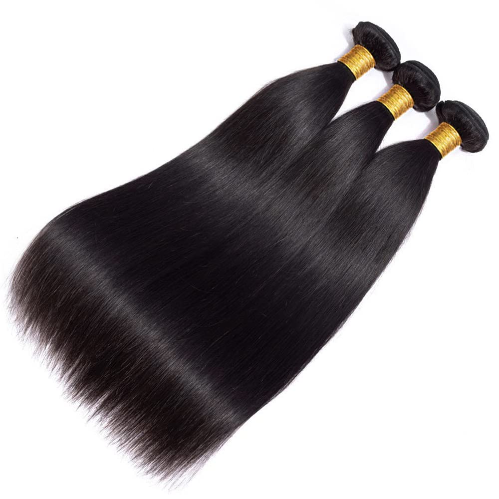 10A Brazilian Straight Human Hair Bundles 22 24 26 Inch - 100% Unprocessed Virgin Hair Weave - 3 Bundles Deal for Natural Look & Styling - Perfect for Sew-in, Clip-in Extensions & Everyday Hairstyles