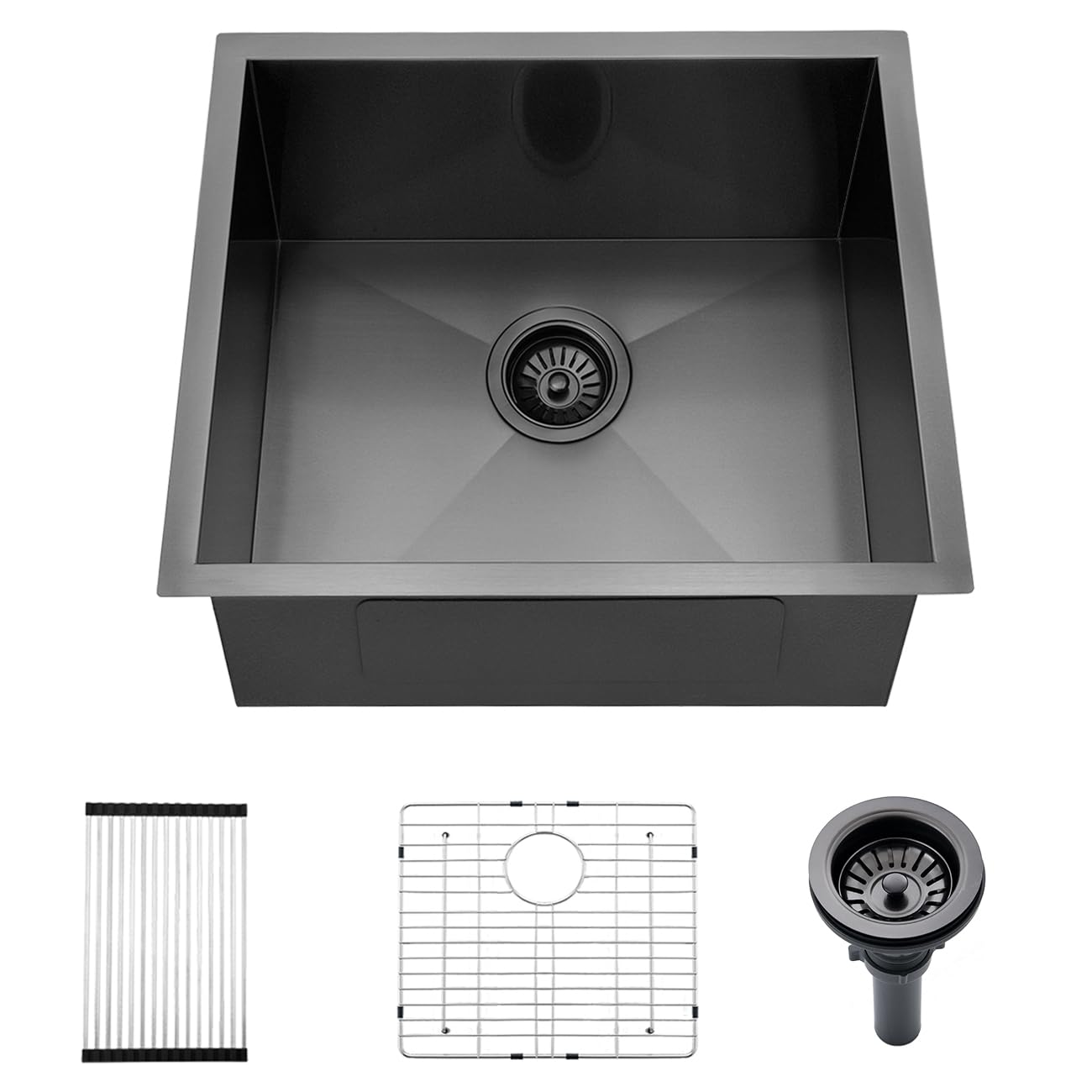 Doirteal 21 Inch Undermount Bar Sink - 16 Gauge Gunmetal Black Stainless Steel, 21