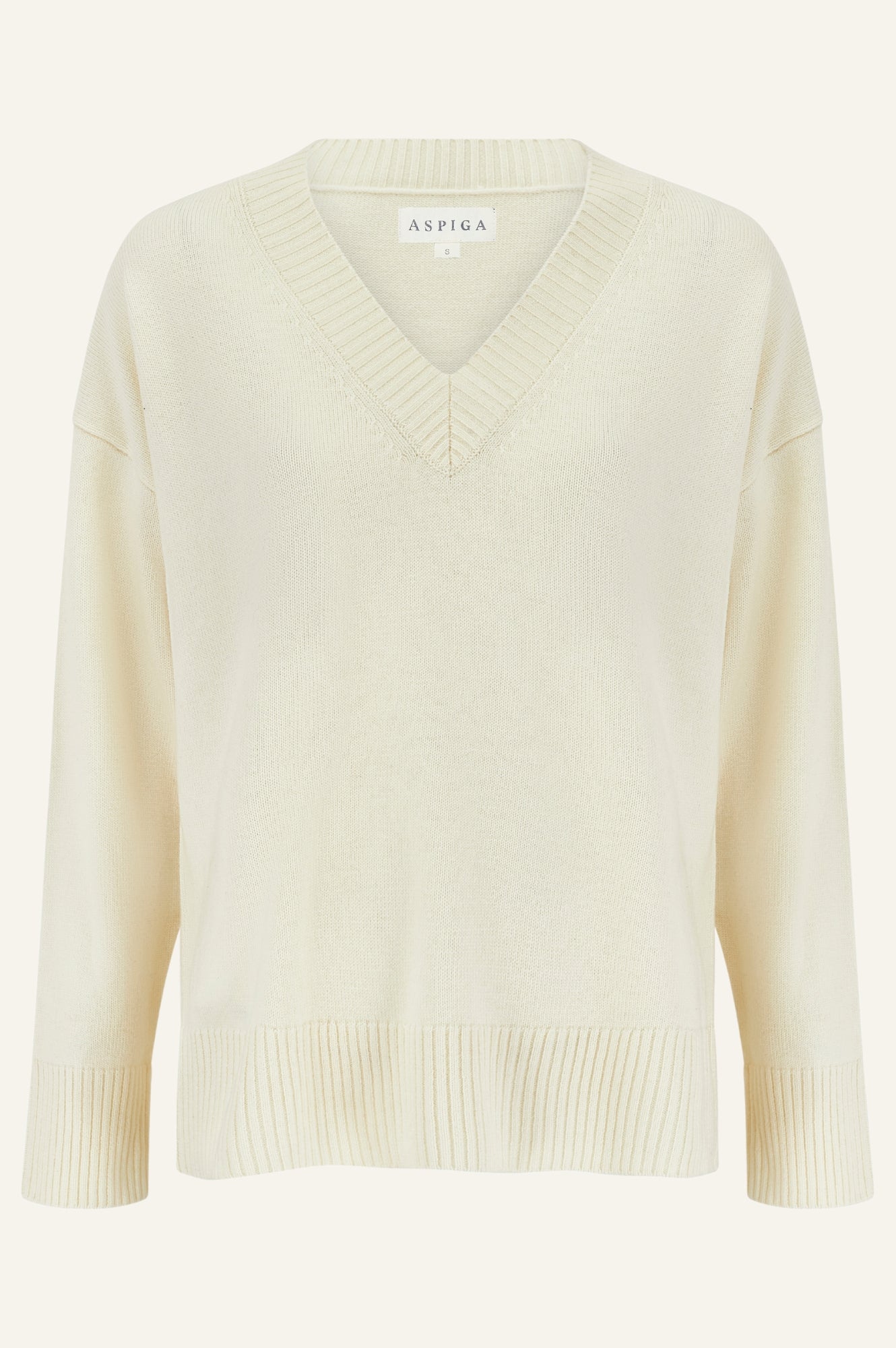 Premium Merino Wool Relaxed V-Neck Sweater for Women - Soft & Comfortable Cream Pullover | Perfect for Casual Wear, Office & Winter Layering