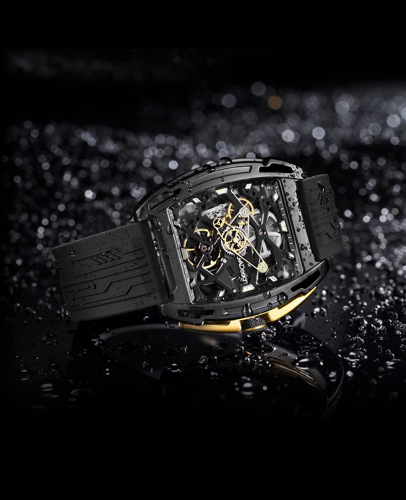 CIGA Design Z Series Automatic Skeleton Mechanical Watch for Men & Women - Luxury Tonneau Case with Leather & Silicone Strap, Stainless Steel Business Dress Waterproof Timepiece - Perfect for Office, Formal Events & Gift Giving