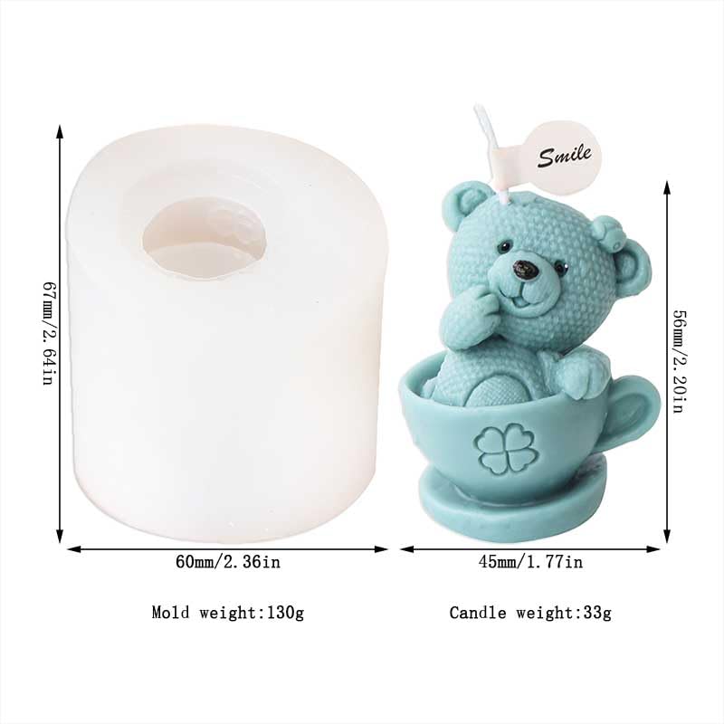 Bear-Shaped Silicone Candle Molds for DIY Aromatherapy Candles, Resin Crafts, Wax Soap Making - Perfect for Home Decor, Gifts & Handmade Crafts (Set of 6)