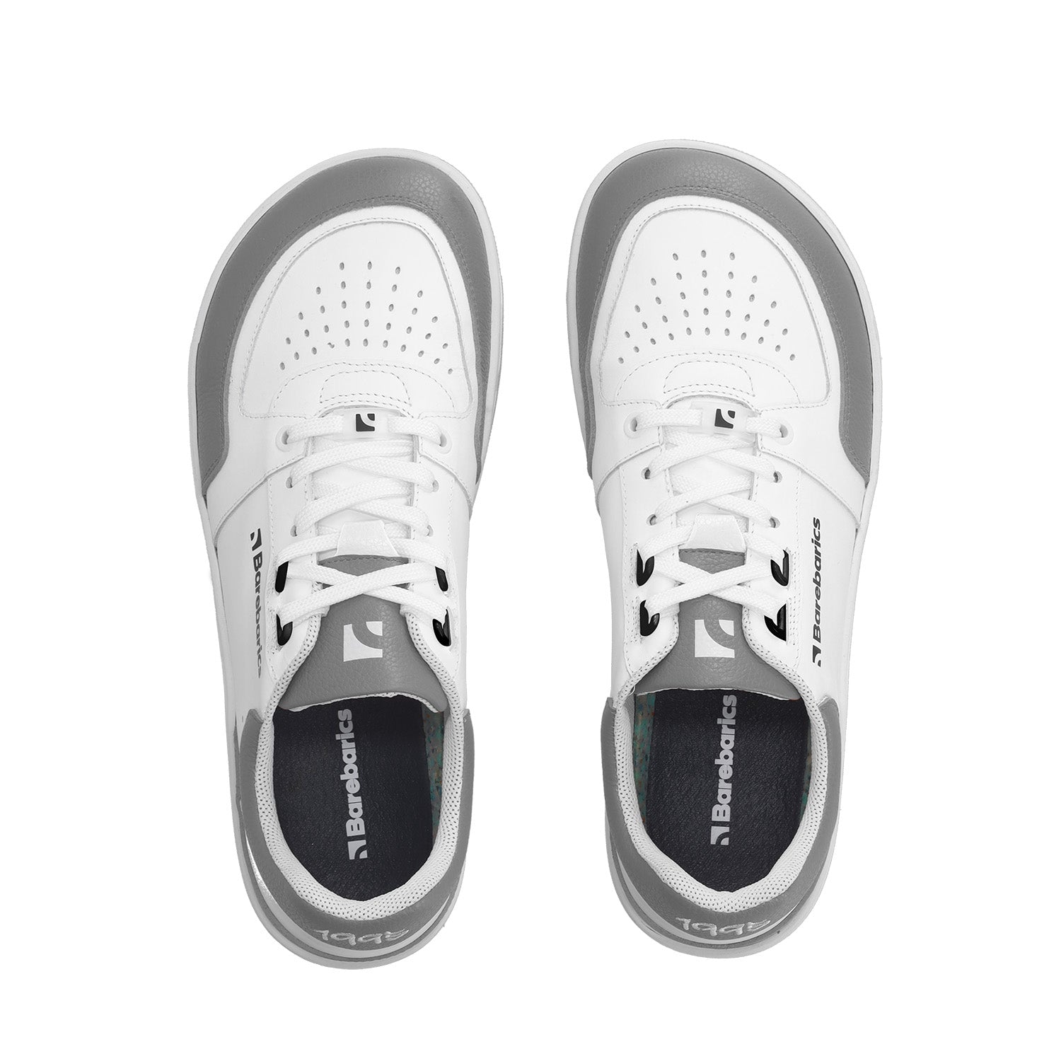Barefoot Sneakers Barebarics Wave - White & Grey Minimalist Shoes for Men & Women | Lightweight & Flexible for Running, Walking & Gym Workouts