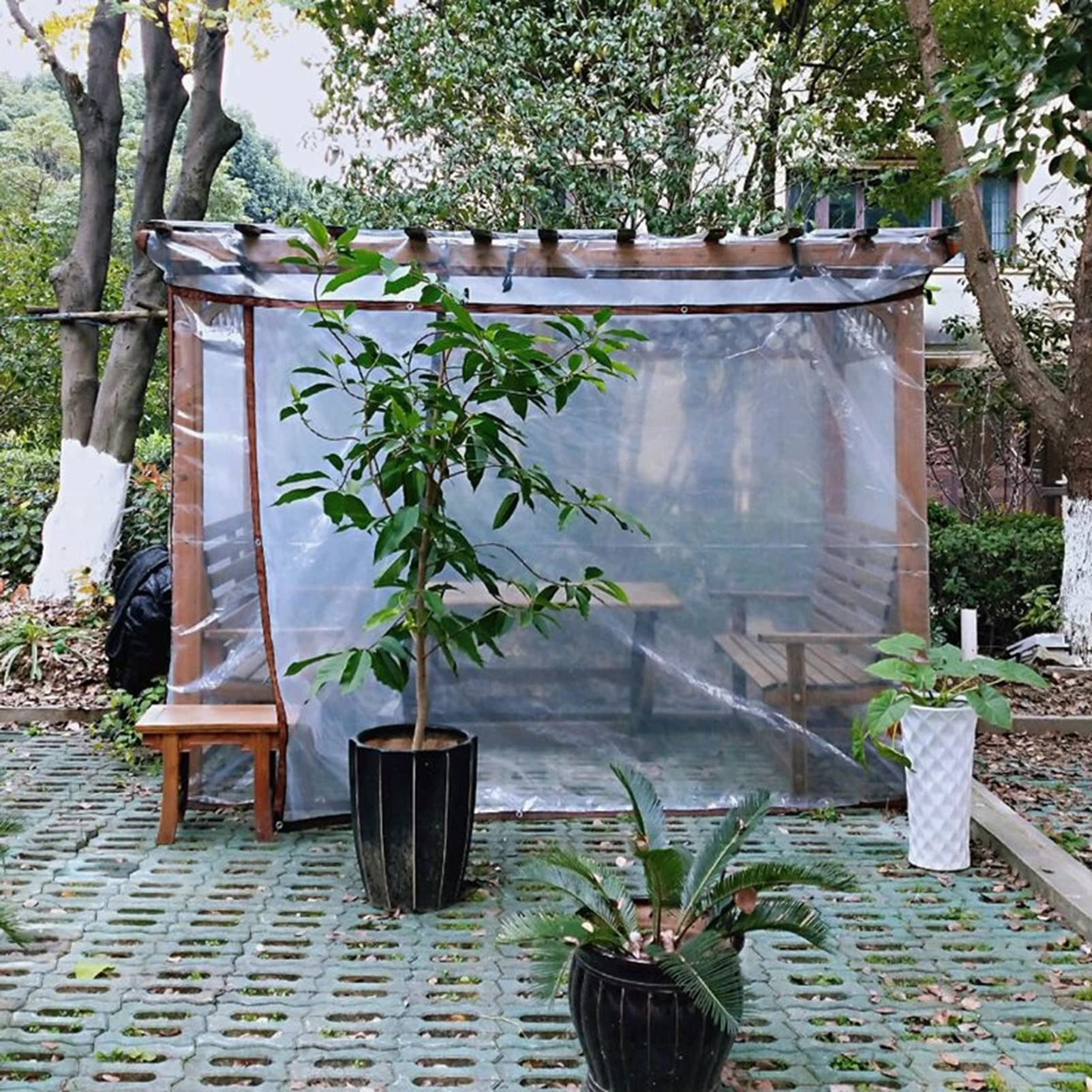 20x23ft Clear Heavy Duty Waterproof Tarpaulin - Transparent Poly Tarp with Reinforced Grommets for Greenhouse, Garden Cover, Patio Protection, Plant Shelter & Pet Hutch Roof - UV Resistant Outdoor Use