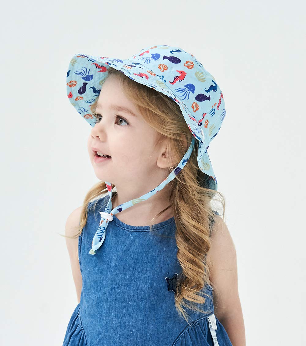 UPF 50+ Baby Sun Hat for Boys & Girls - Adjustable Toddler Summer Bucket Hat with Sun Protection - Cotton Kids Beach Hat for Outdoor Play, Pool & Park Adventures