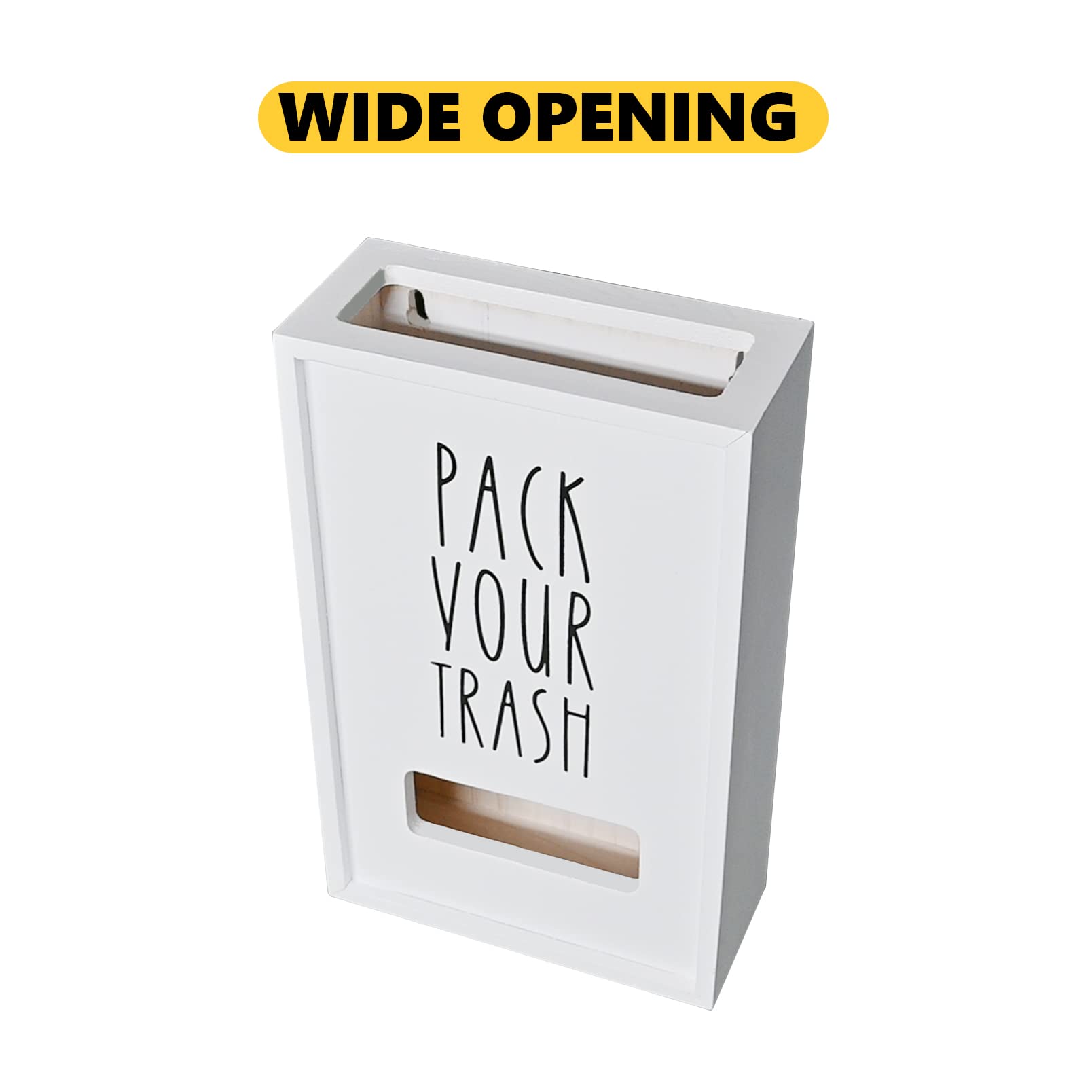 Farmhouse Plastic Grocery Bag Holder - Wall Mount Vintage Bag Organizer & Rustic Wood Trash Bag Dispenser - White Plastic Bag Storage for Kitchen, Pantry, Garage & Laundry Room Organization