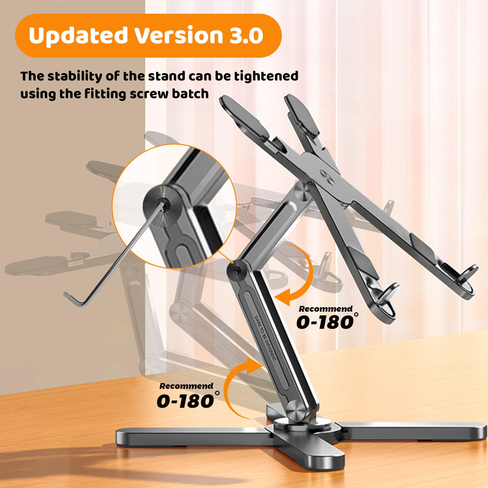 360° Rotating Laptop Stand with Foldable Metal Base, Ergonomic Notebook Riser for MacBook & Laptops up to 16 inches, Grey - Perfect for Desk Work, Collaborative Meetings & Home Office