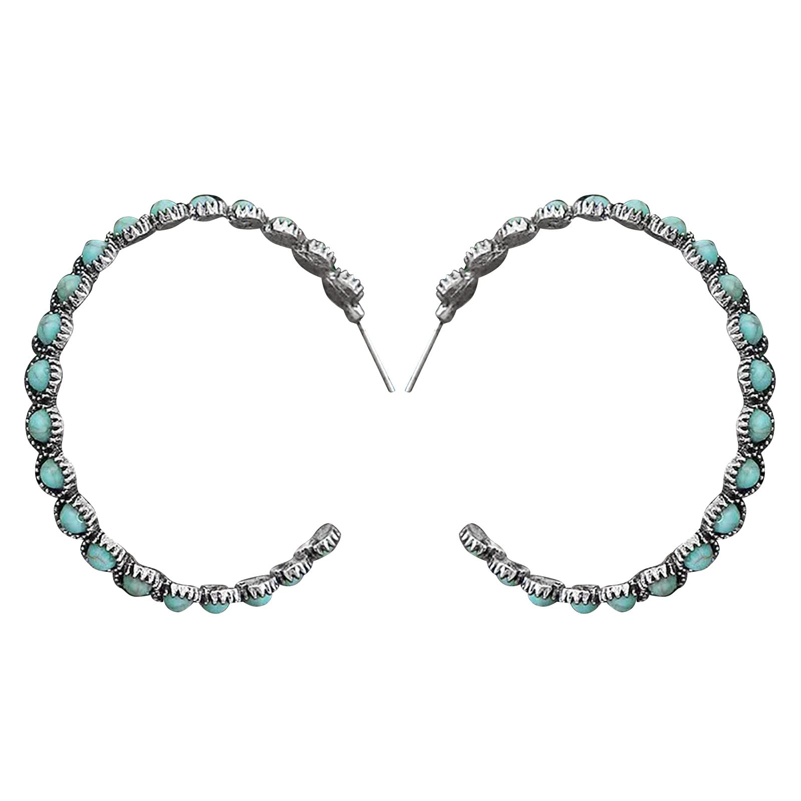 Vintage Large Hoop Earrings for Women - Turquoise Double Hoop Earrings in Gold, Boho Jewelry Gift for Her | Perfect for Parties, Weddings & Everyday Wear