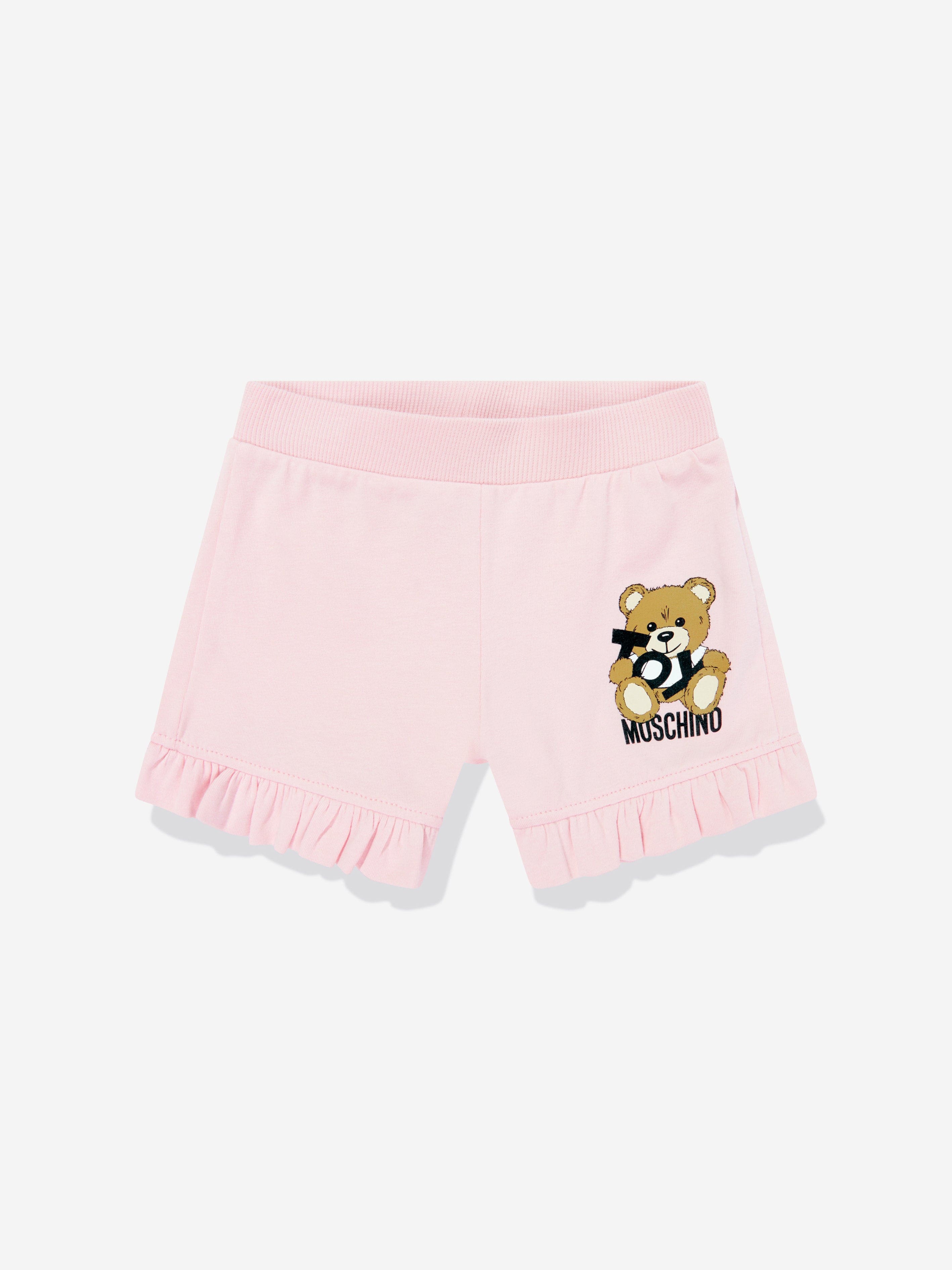Adorable Pink Teddy Bear Short Set for Baby Girls - Perfect for Playtime, Photos & Special Occasions