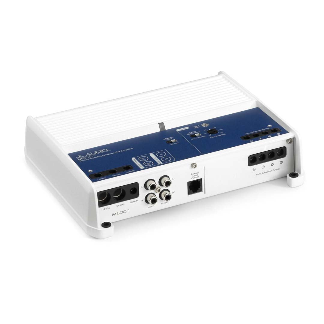 JL Audio M600/1 M Series Class D Marine 2 Channel Amplifier - High Power Boat Audio System for Marine & Car Stereo Upgrade