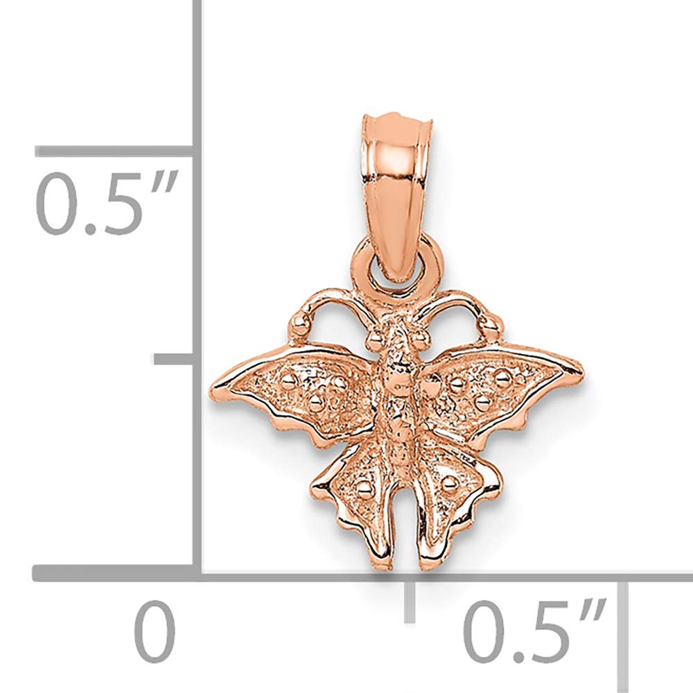14K Rose Gold Mini Butterfly Charm Pendant - Elegant Textured Jewelry for Necklace, Bracelet & Gift Giving | FJC Finejewelers