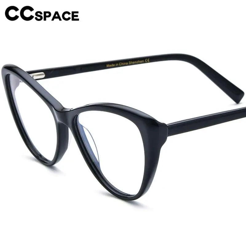 CCspace Unisex Full Rim Cat Eye Acetate Eyeglasses Frame 56917 - Trendy Retro Style for Women & Men - Perfect for Office, Reading, Fashion Accessory