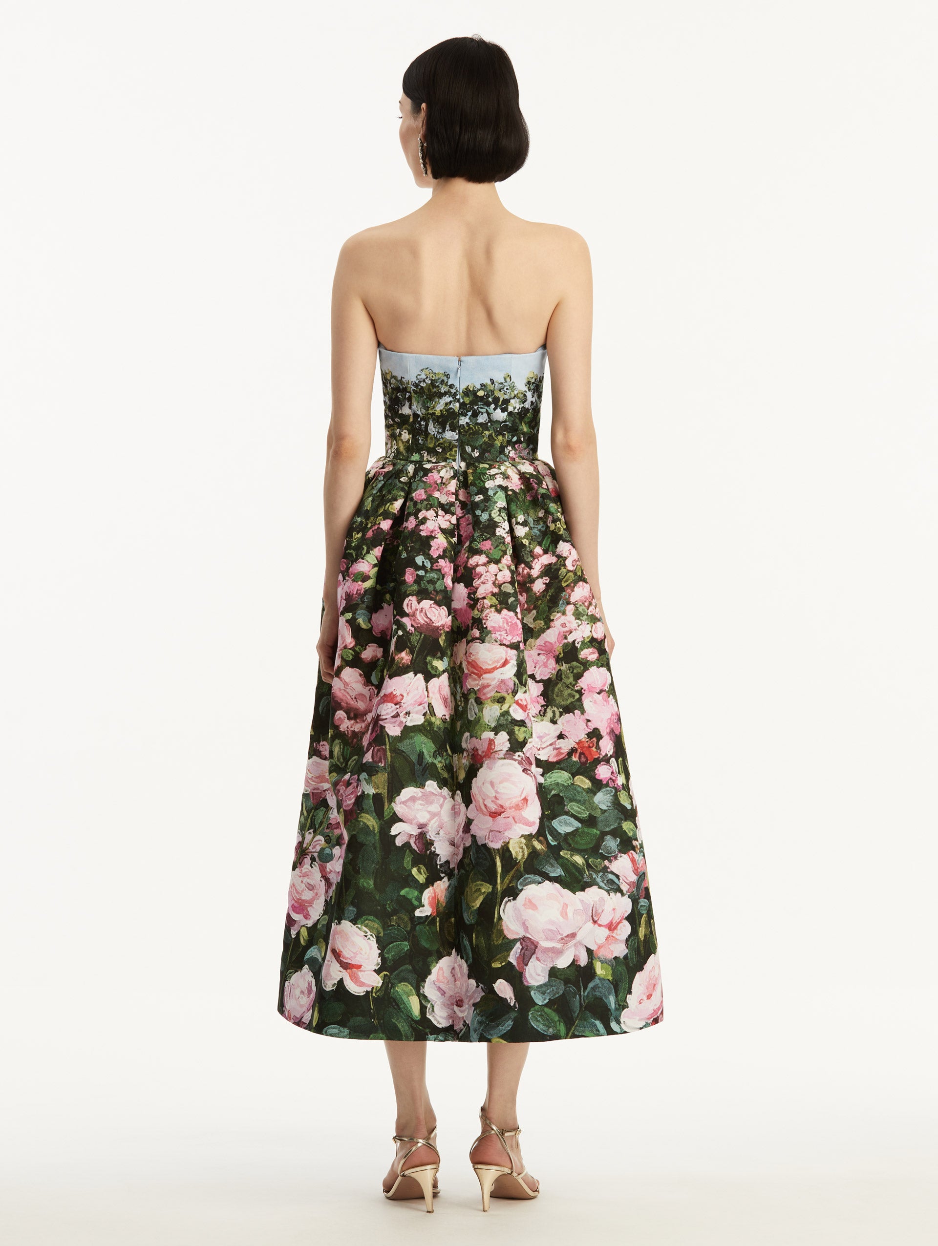 Elegant Rose Field Faille Cocktail Dress for Women - Perfect for Evening Parties, Weddings & Special Occasions