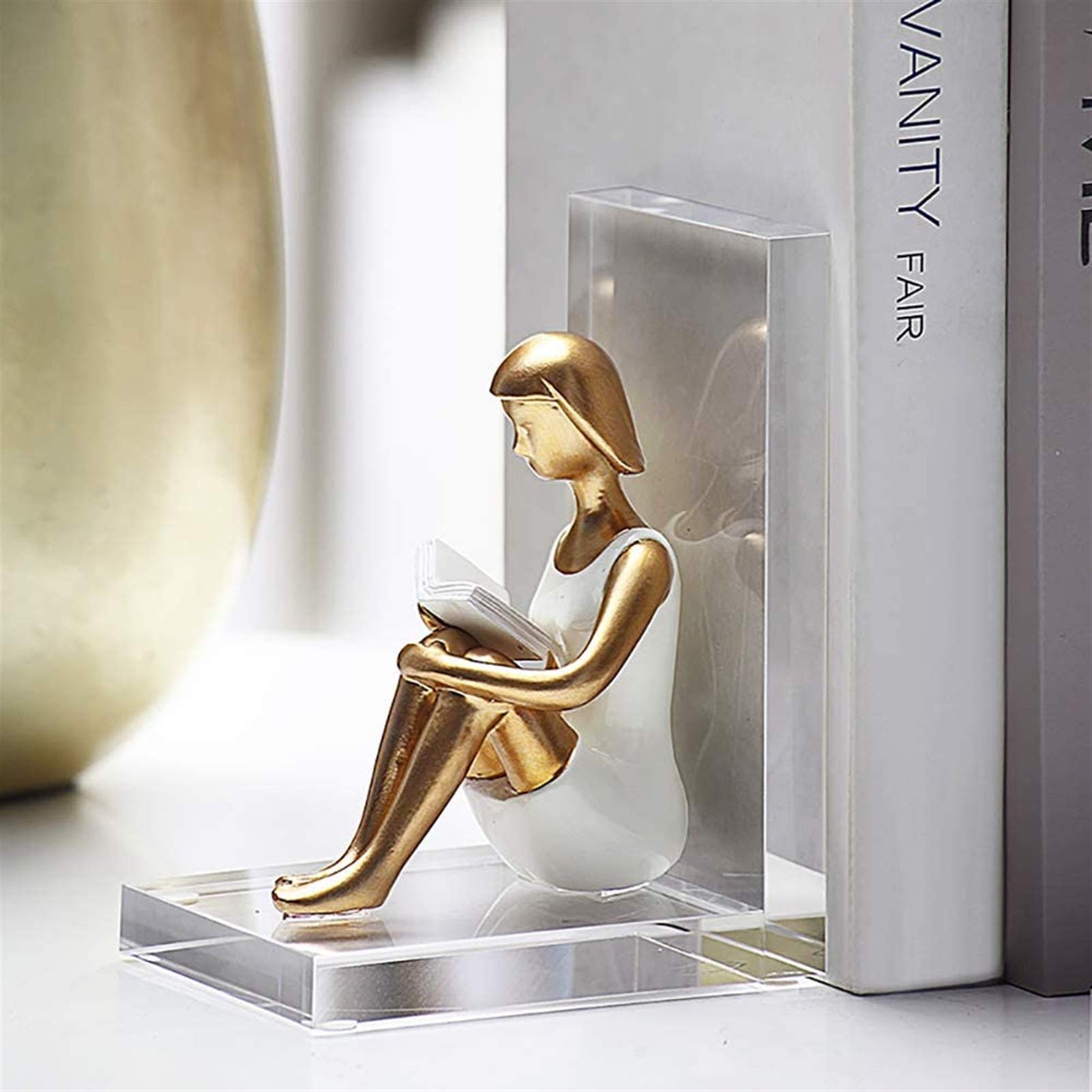 Romantic Love Story Bookends - Guitarist & Reader Couple - Decorative Bookends for CDs, Albums, Magazines & Heavy Books - Perfect for Bookshelves, Office Desks & Gift Giving