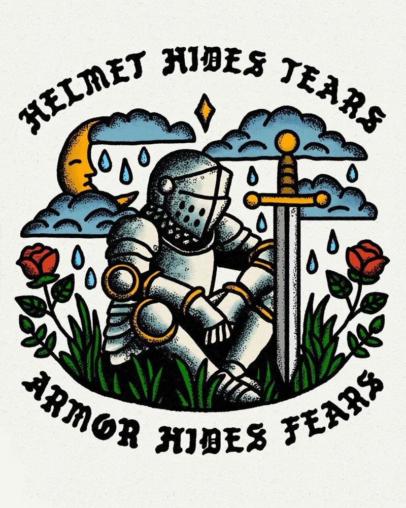 Helmet Hides Tears, Armor Hides Fears Art Print - 8x10 Inches Inspirational Wall Decor for Home, Office & Gifts - Motivational Quote Poster for Warriors, Military & Strong Women