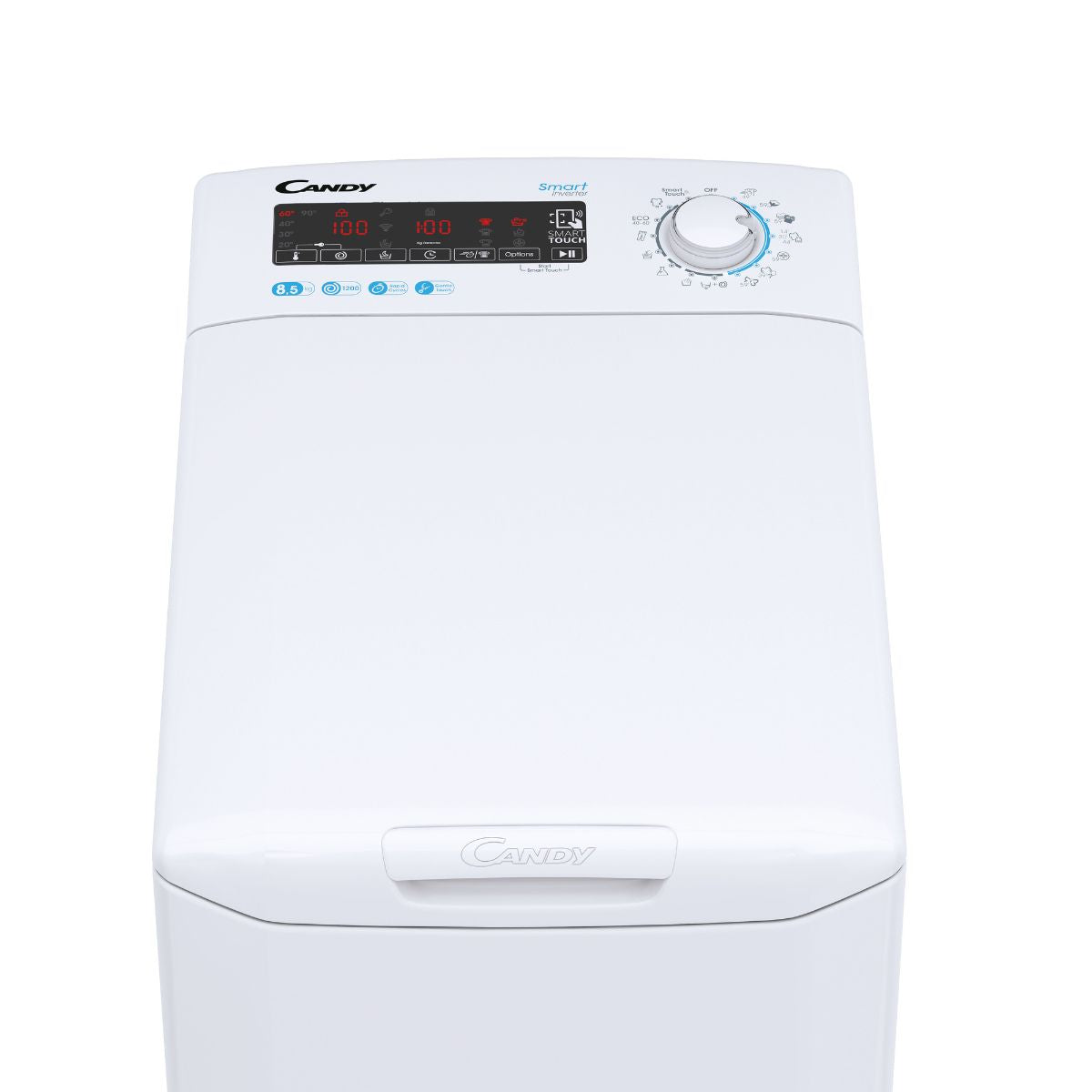 Candy CSTG285TME/1 8.5kg Top Load Washing Machine - Perfect for Small Apartments, Dorms & Laundry Rooms