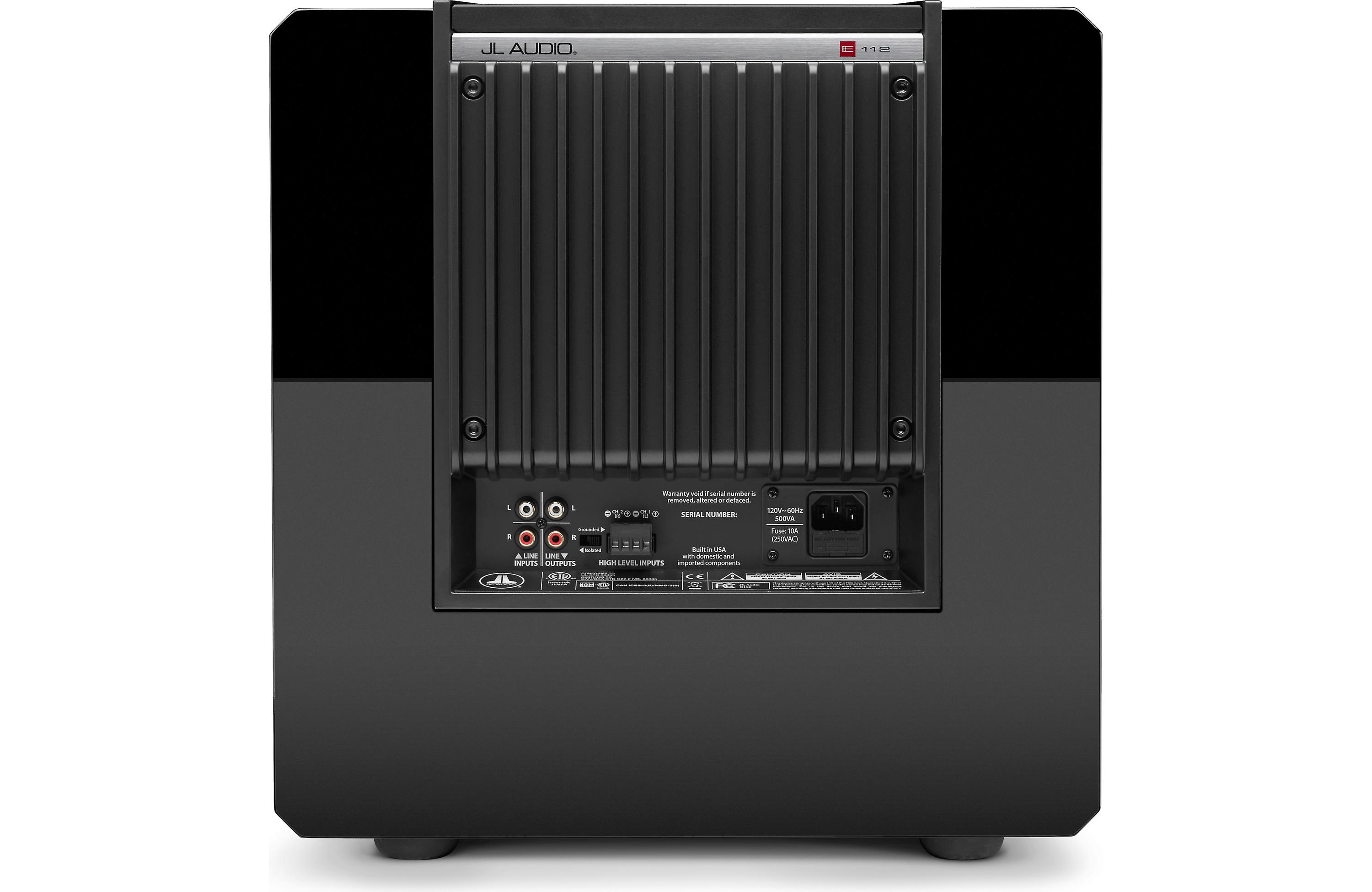 JL Audio E-SUB112-GLOSS 12-Inch 500W Powered Subwoofer - High-Performance Bass for Home Theater & Music Listening