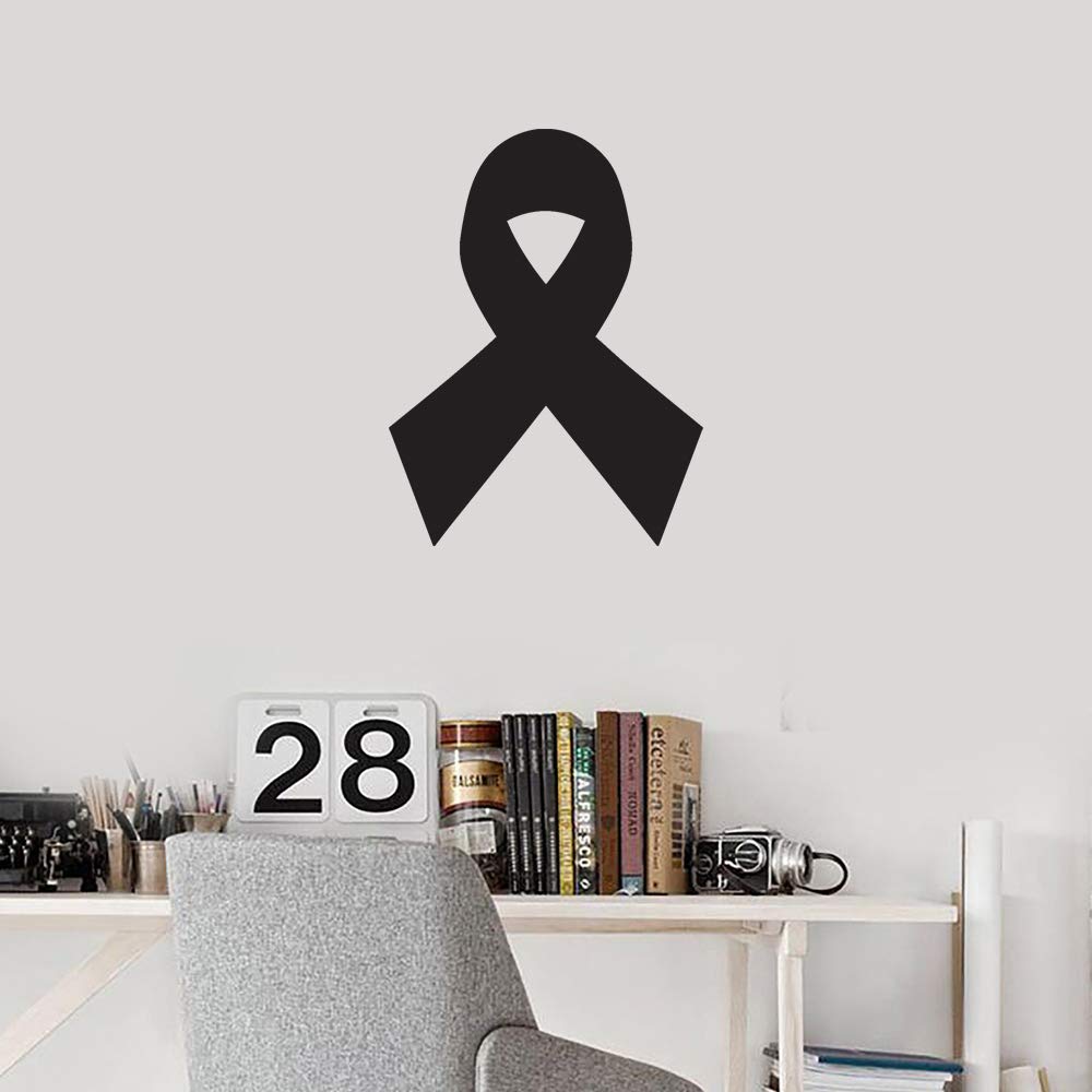 Premium Black Cancer Ribbon Silhouette Vinyl Decals (Set of 2) - Waterproof Stickers for Laptop, Phone, Car, Helmet, Mug & Wall Decor - Perfect for Awareness, Gifts & Personalization