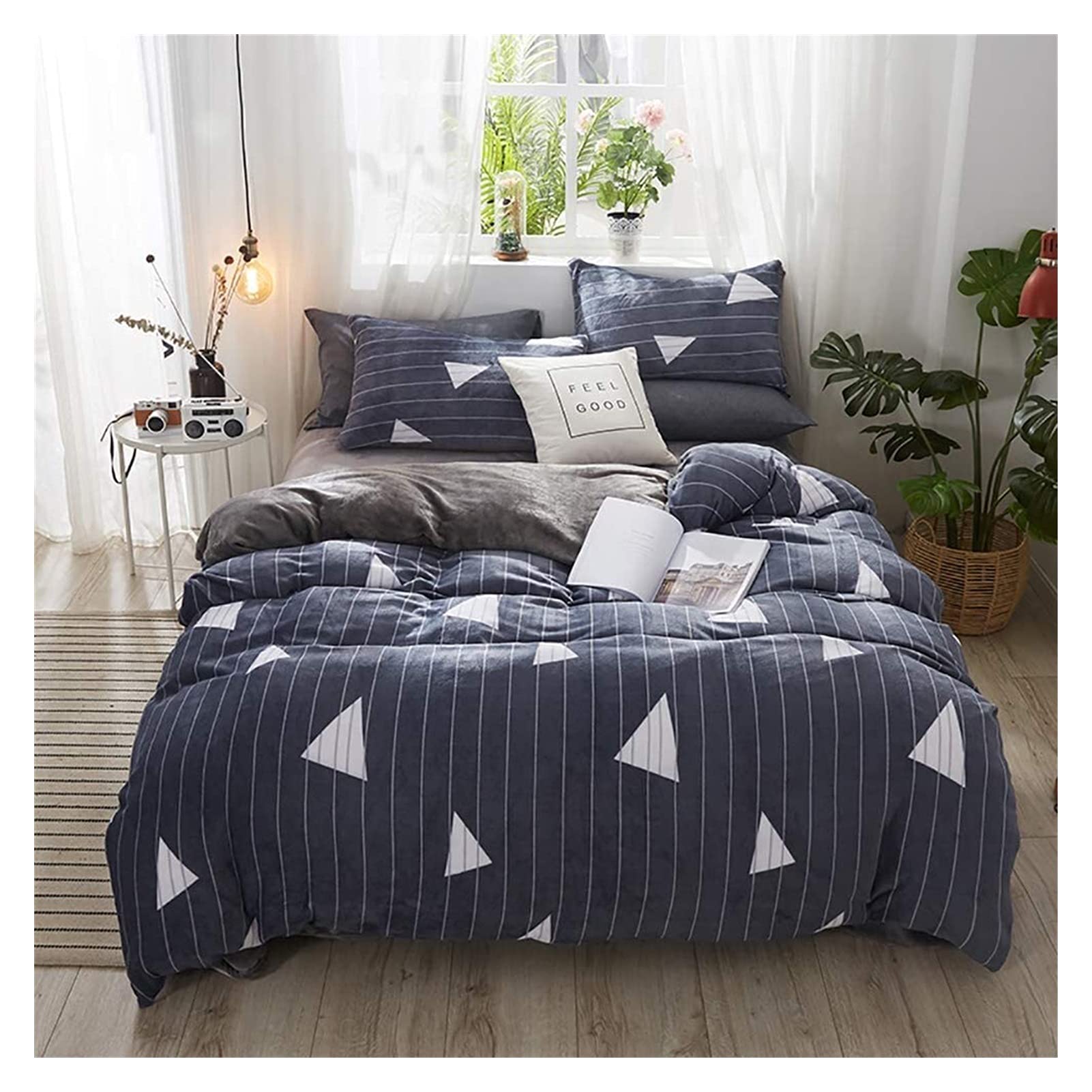 Premium Flannel Winter Bedding Set - Soft & Warm Double Duvet Cover with Pillowcases, Wrinkle-Free & Stain-Resistant Sheets for Queen/Twin Size - Cozy Home Bedroom Decor for Cold Weather Comfort